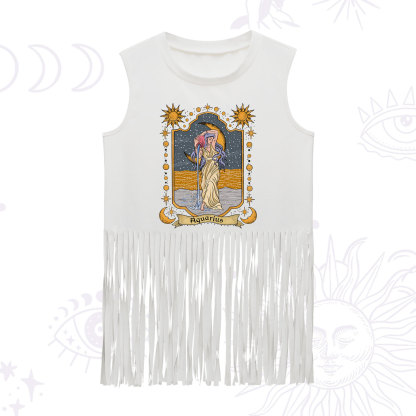 Purplehecate Aquarius Zodiac Fringe Tank Top