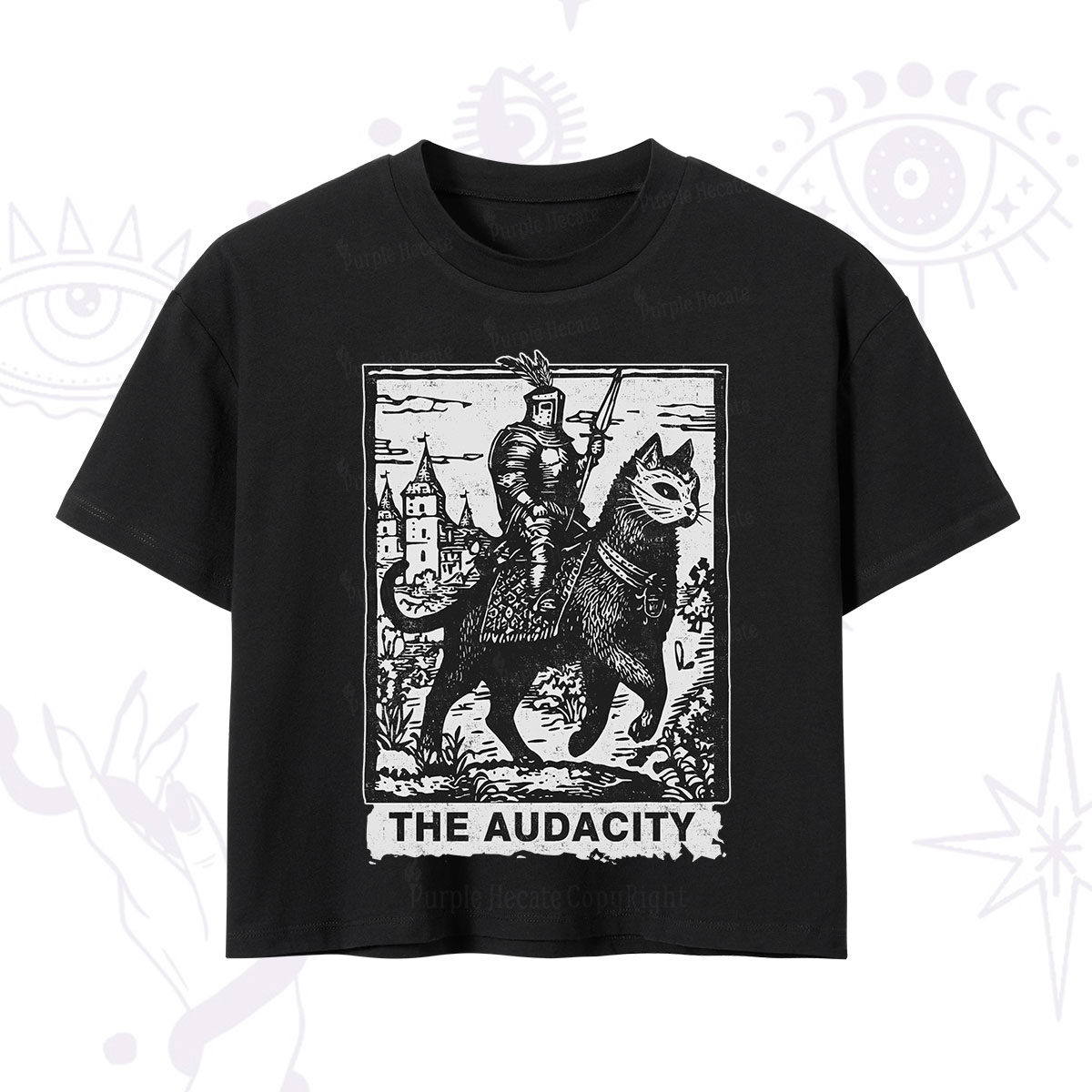 Purplehecate The Audacity Knight Cat Crop T-Shirt
