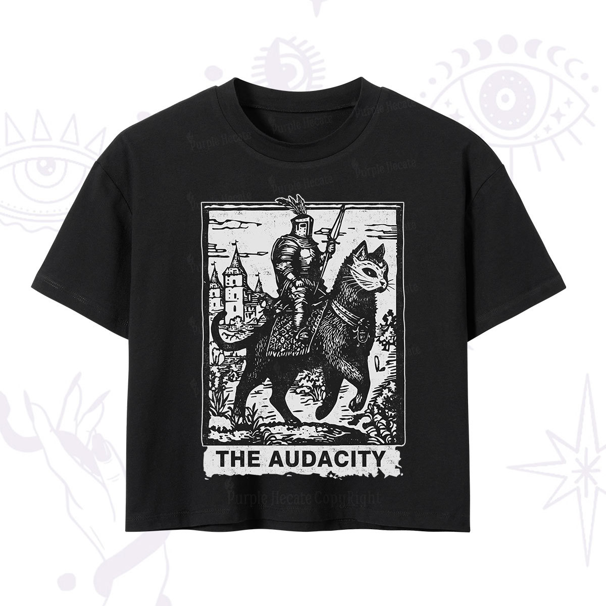 Purplehecate The Audacity Knight Cat Crop T-Shirt