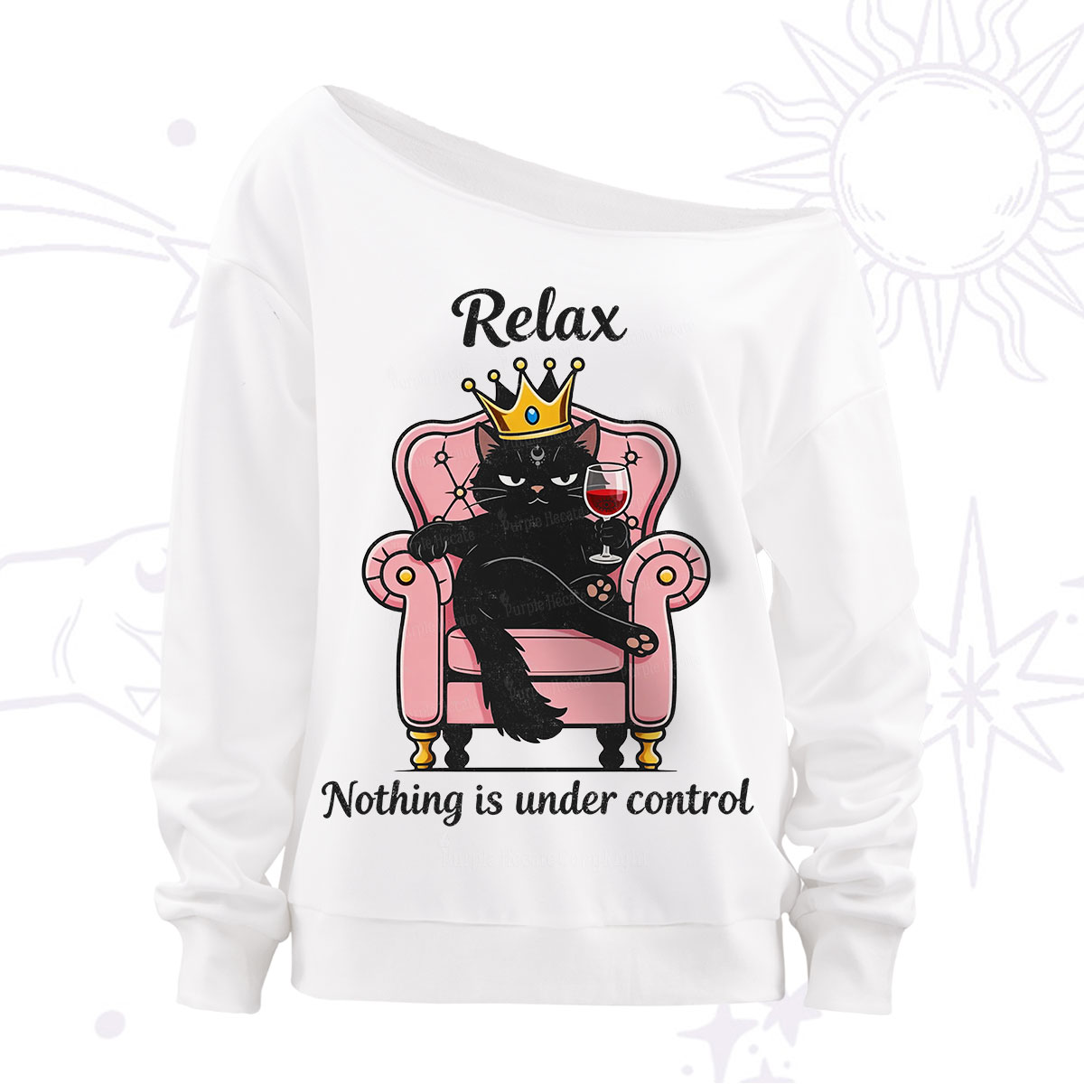 Purplehecate Relax Nothing Is Under Control Off The Shoulder Sweatshirt