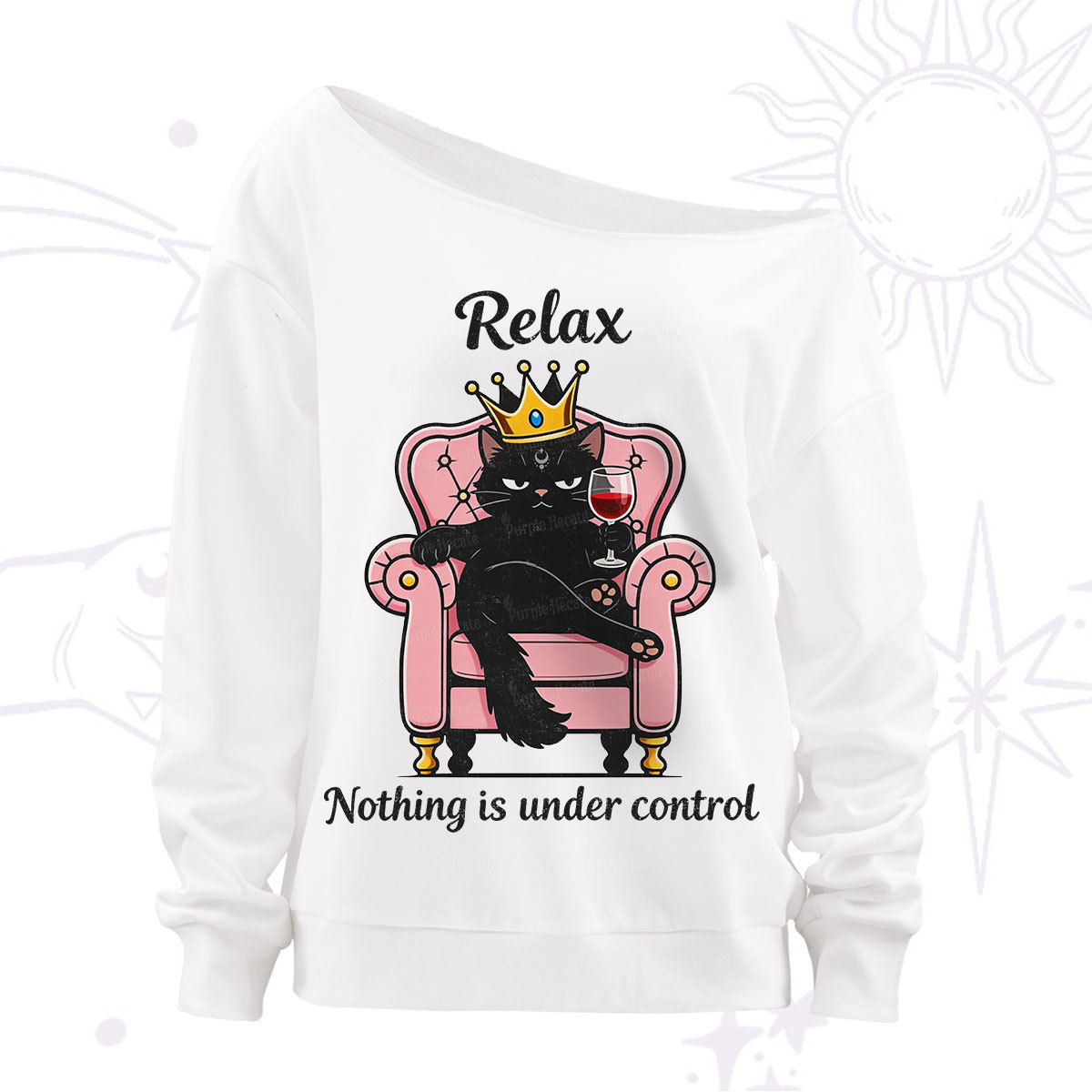 Purplehecate Relax Nothing Is Under Control Off The Shoulder Sweatshirt
