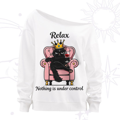 Purplehecate Relax Nothing Is Under Control Off The Shoulder Sweatshirt