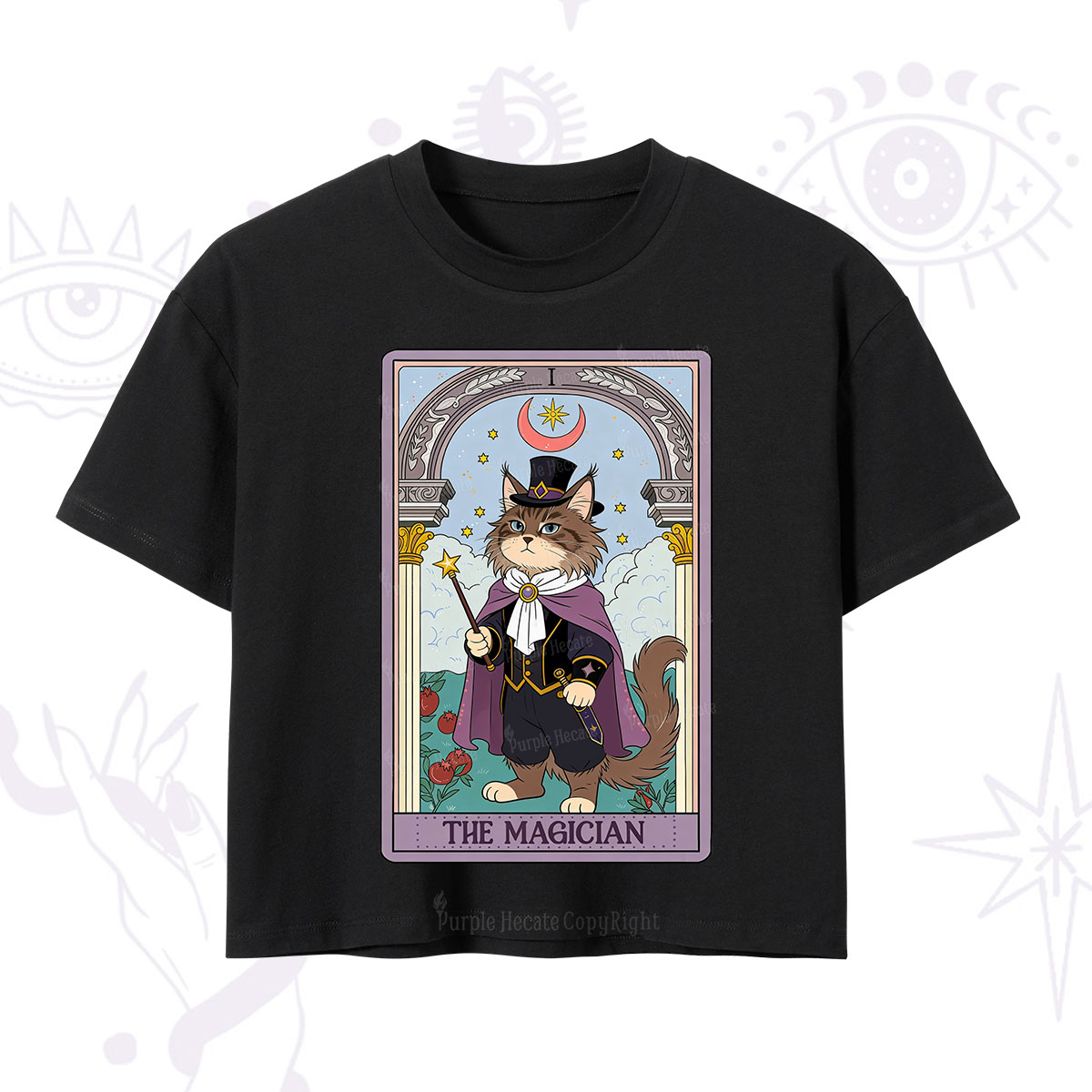 Purplehecate The Magician Cat Tarot Crop T-Shirt