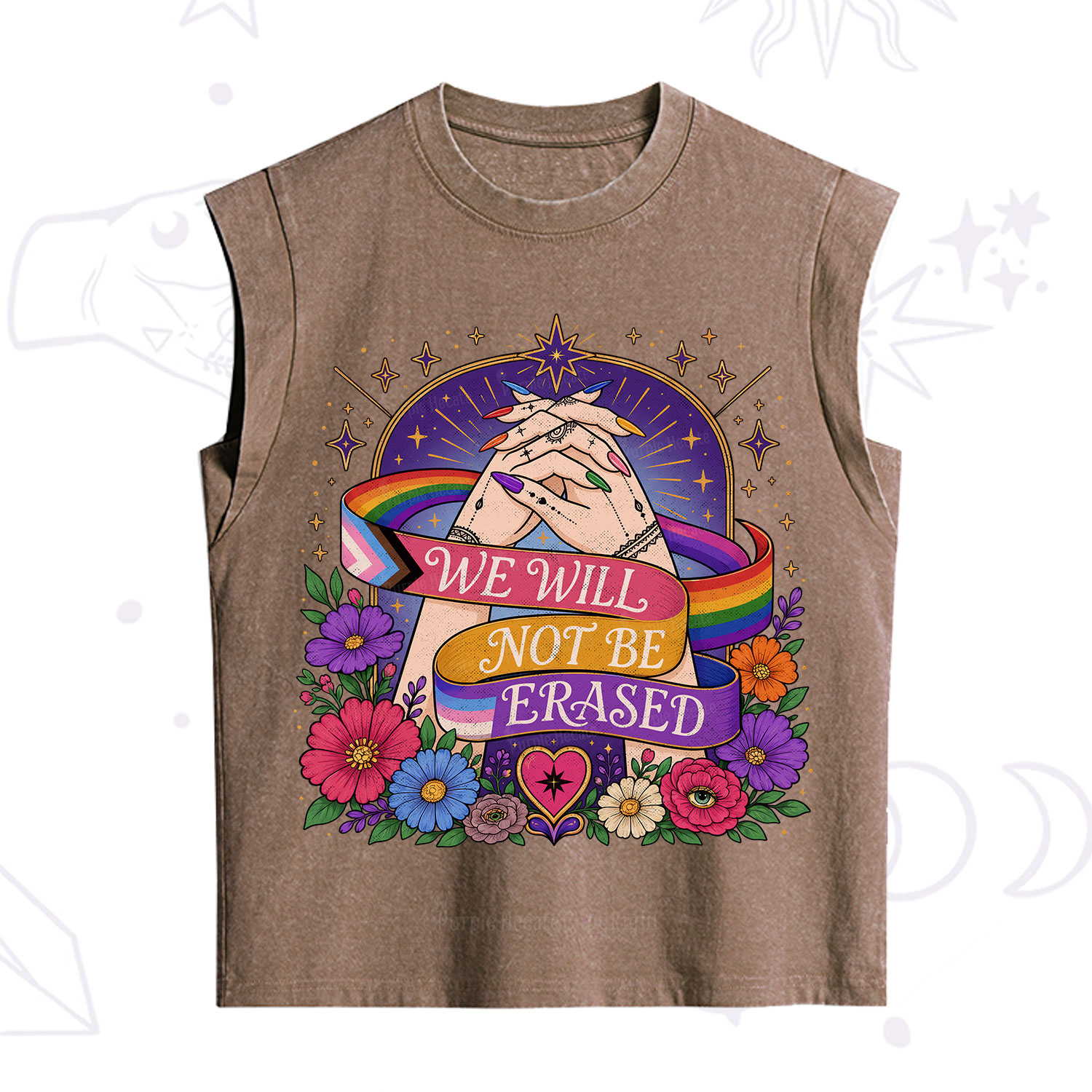 Purplehecate We Will Not Be Erased Pride Vintage Washed Tank