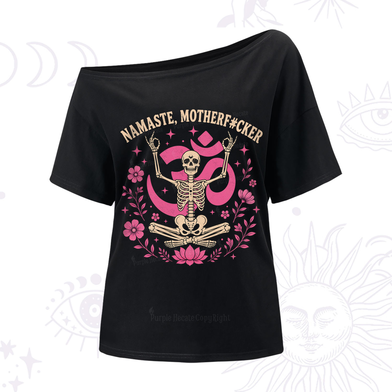 Purplehecate Namaste Motherf*cker Skeleton One Shoulder T-Shirt