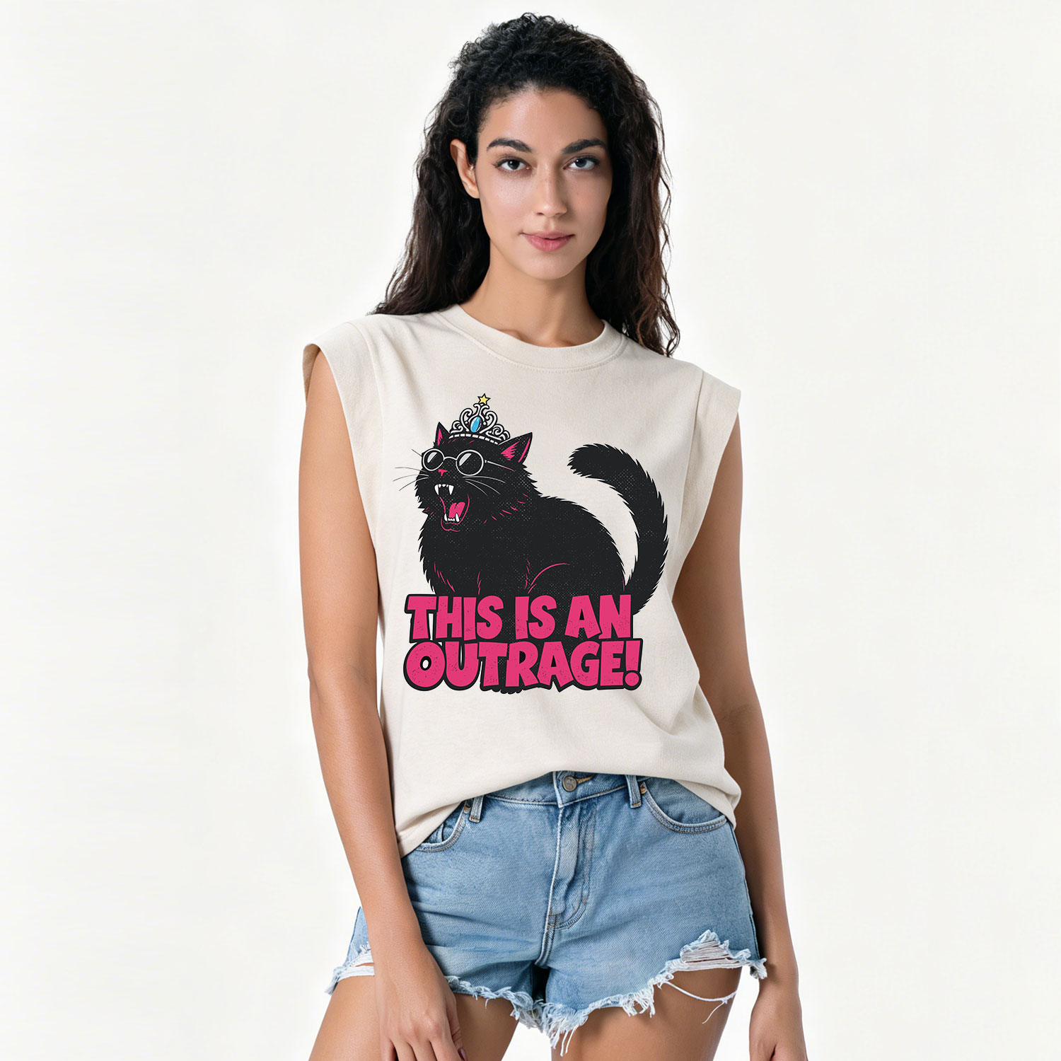Purplehecate This is an outrage Princess Cat Vintage Washed Tank