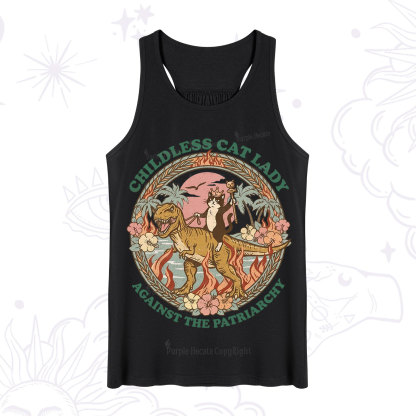 Purplehecate Childless Cat Lady Burn the Patriarchy Tank