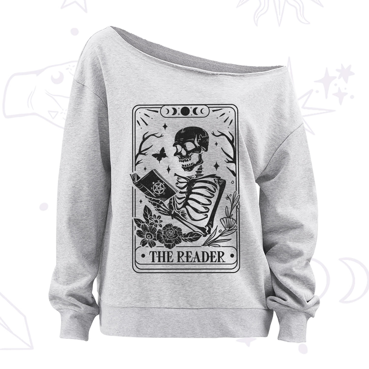 Purplehecate The Reader Tarot Card Off The Shoulder Sweatshirt