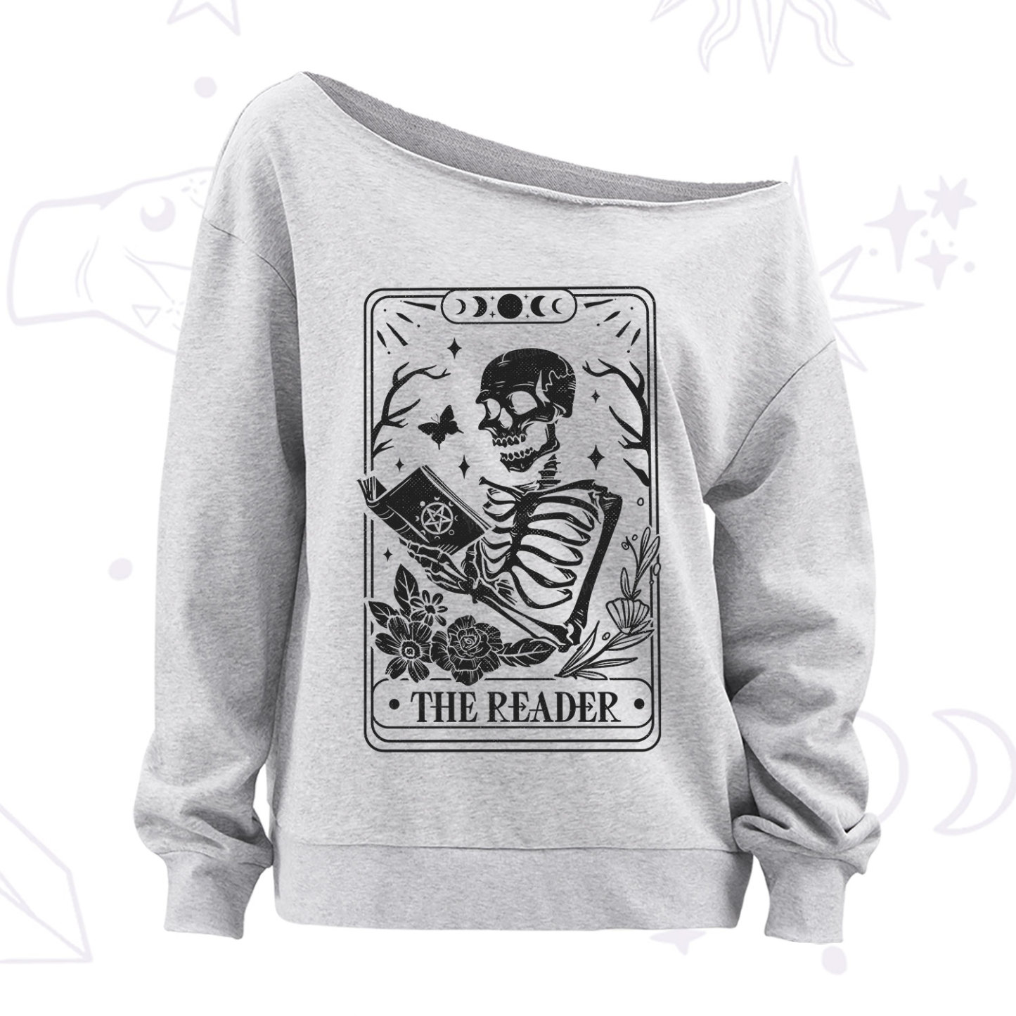 Purplehecate The Reader Tarot Card Off The Shoulder Sweatshirt