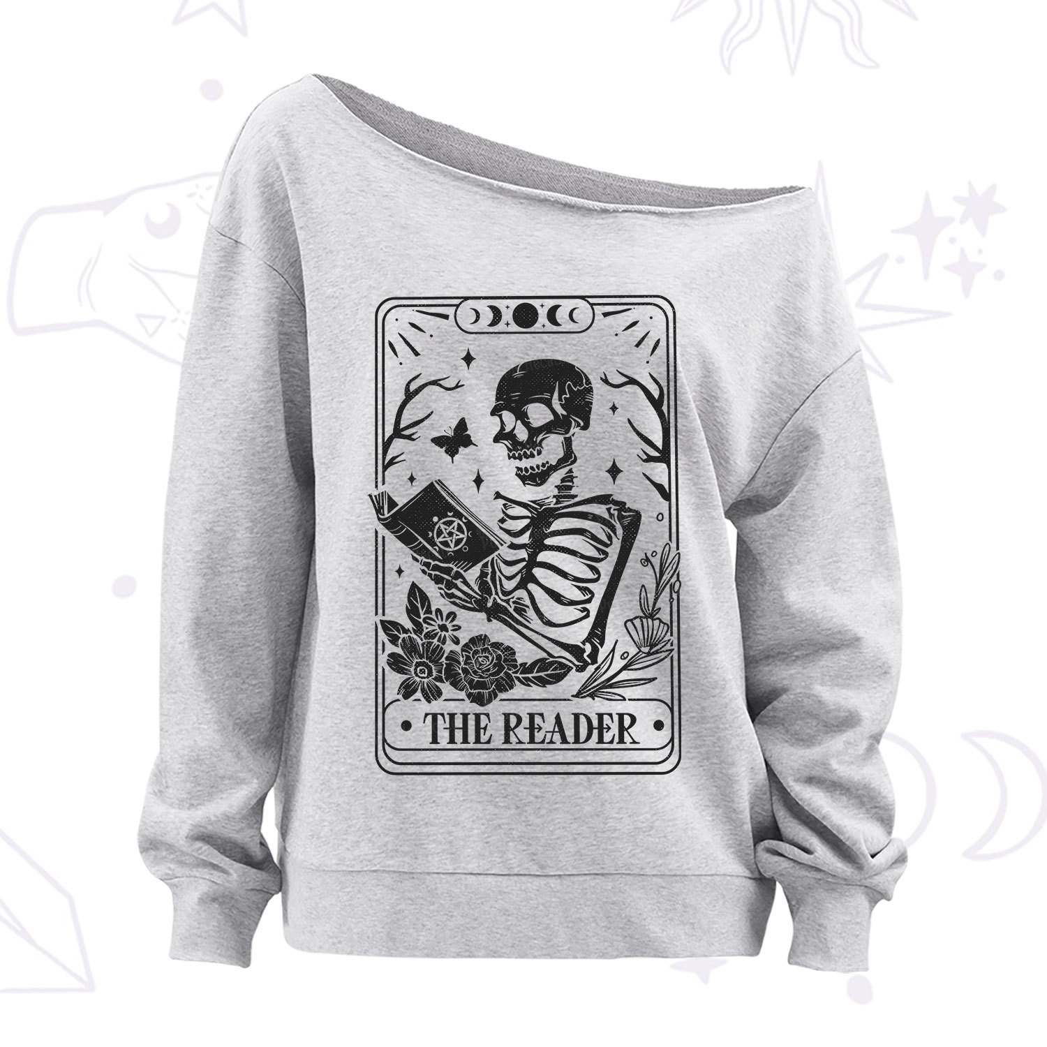 Purplehecate The Reader Tarot Card Off The Shoulder Sweatshirt