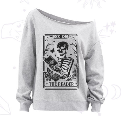 Purplehecate The Reader Tarot Card Off The Shoulder Sweatshirt