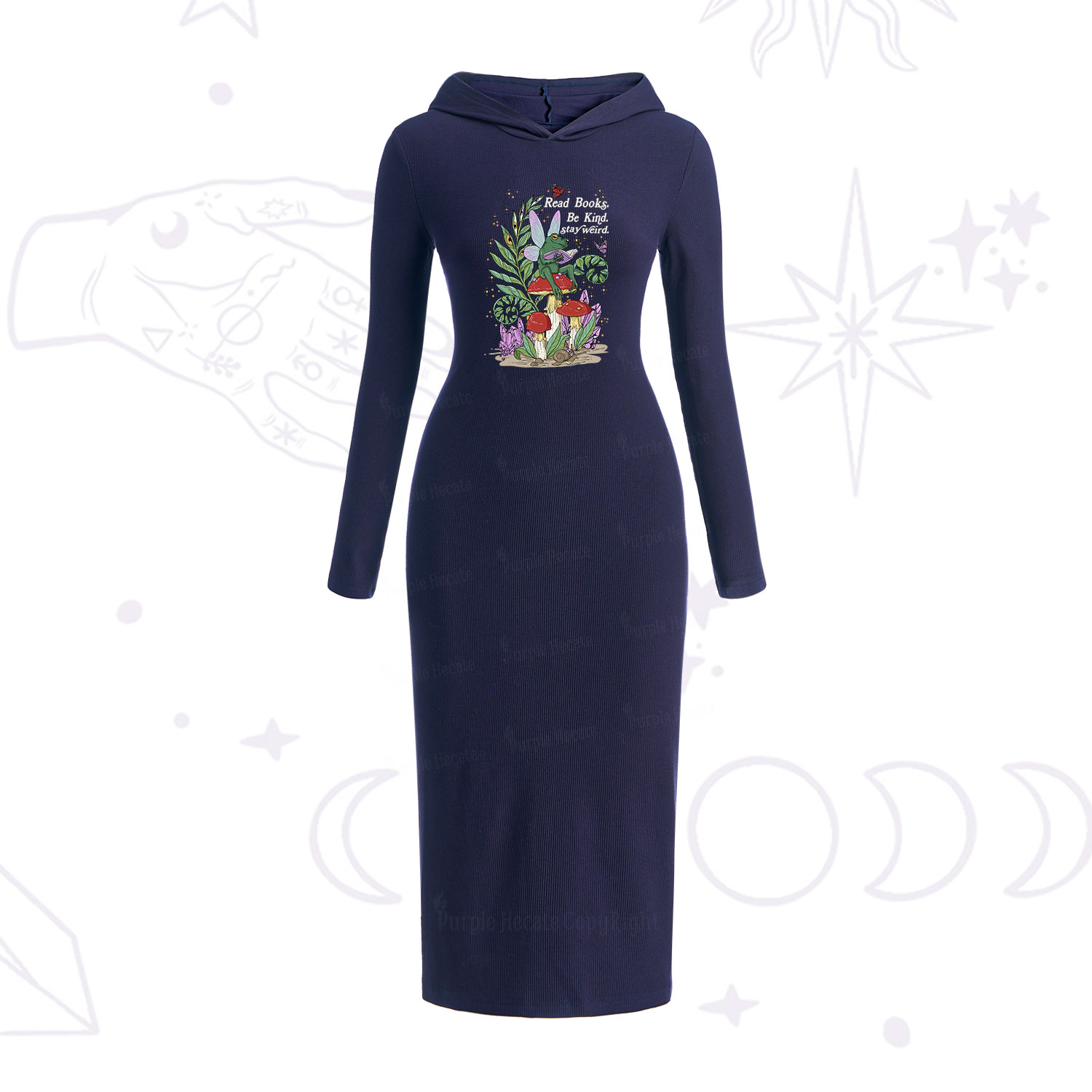 Purplehecate Read Books Be Kind Stay Weird Hooded Knit Dress