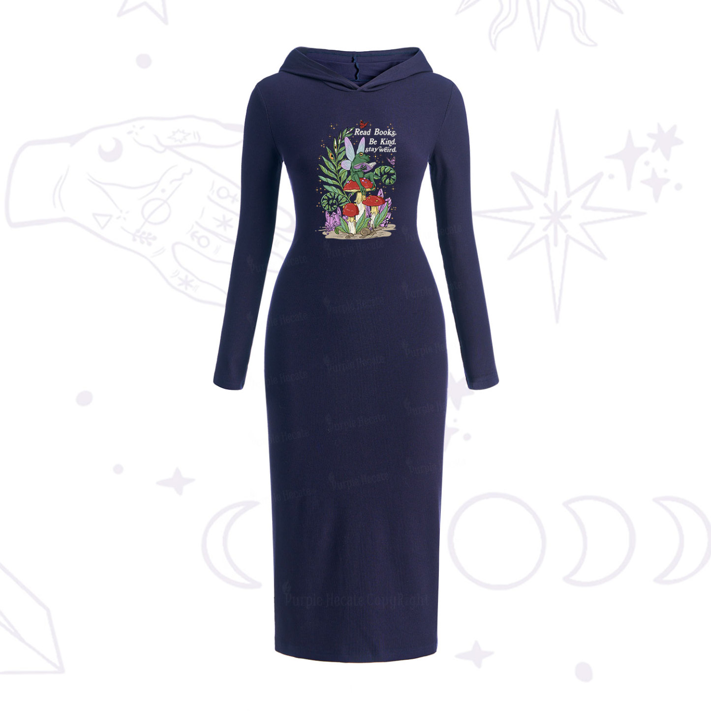 Purplehecate Read Books Be Kind Stay Weird Hooded Knit Dress
