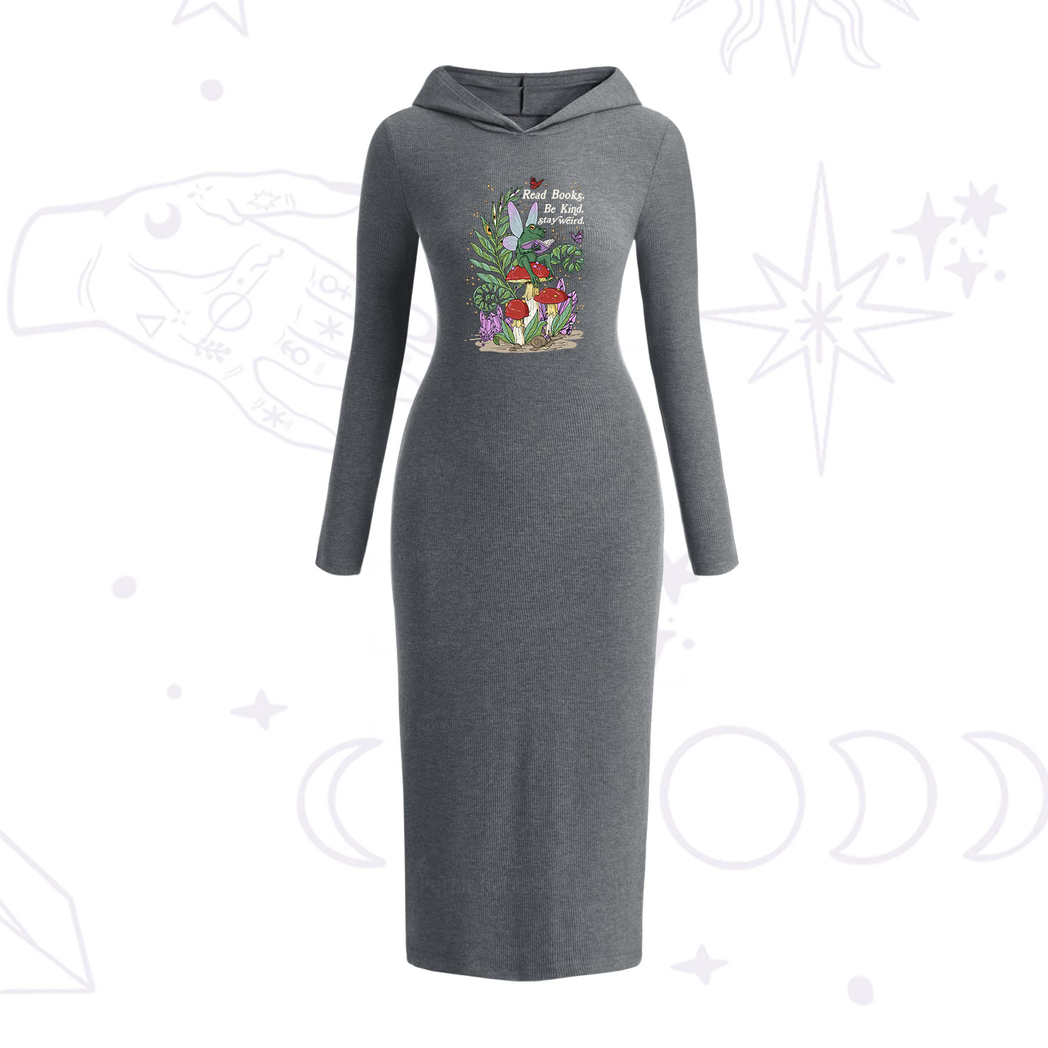 Purplehecate Read Books Be Kind Stay Weird Hooded Knit Dress