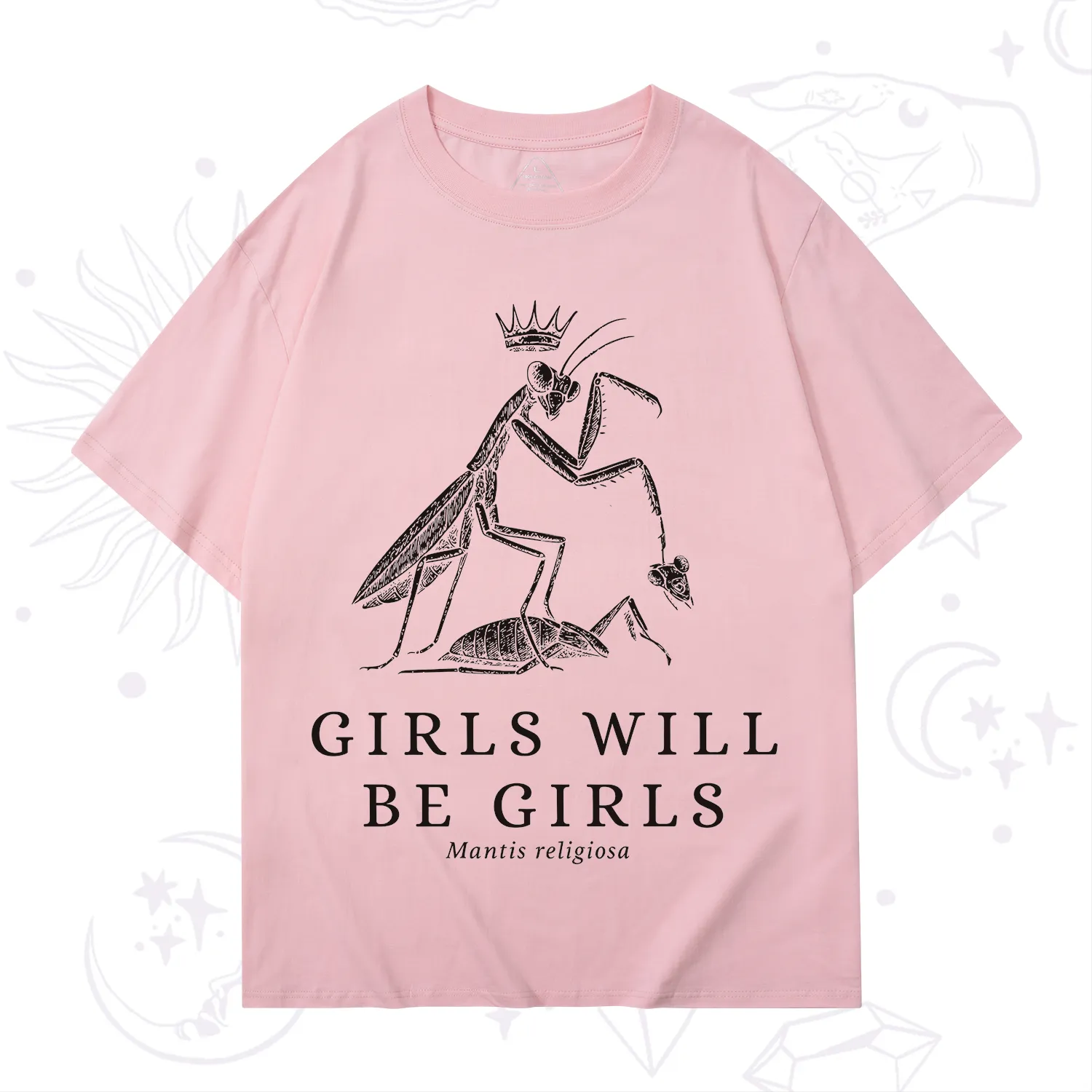 Purplehecate Girls Will Be Girls Funny Praying Mantis T-Shirt