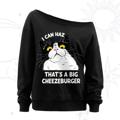 Purplehecate I Can Haz That's A Big Cheezeburger Off The Shoulder Sweatshirt