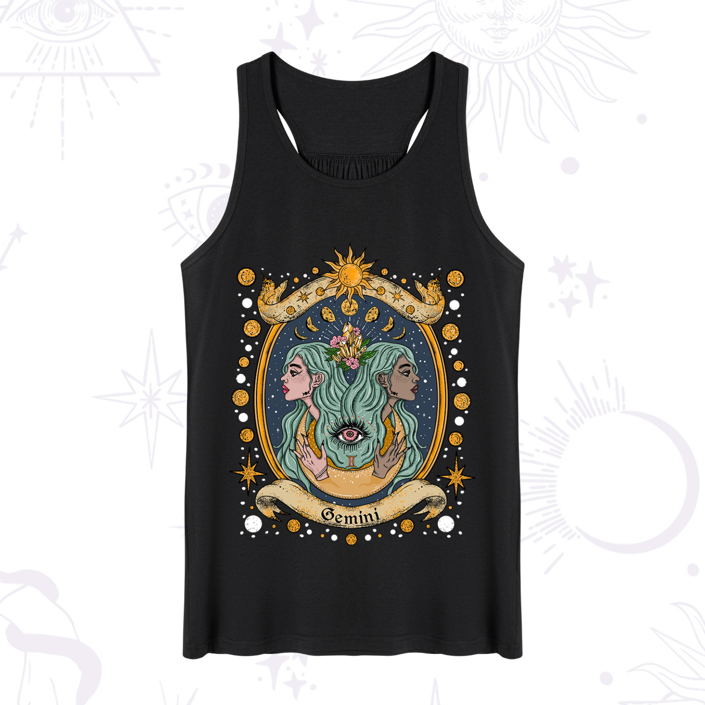 Magic Purplehecate Celestial Gemini Zodiac Tank