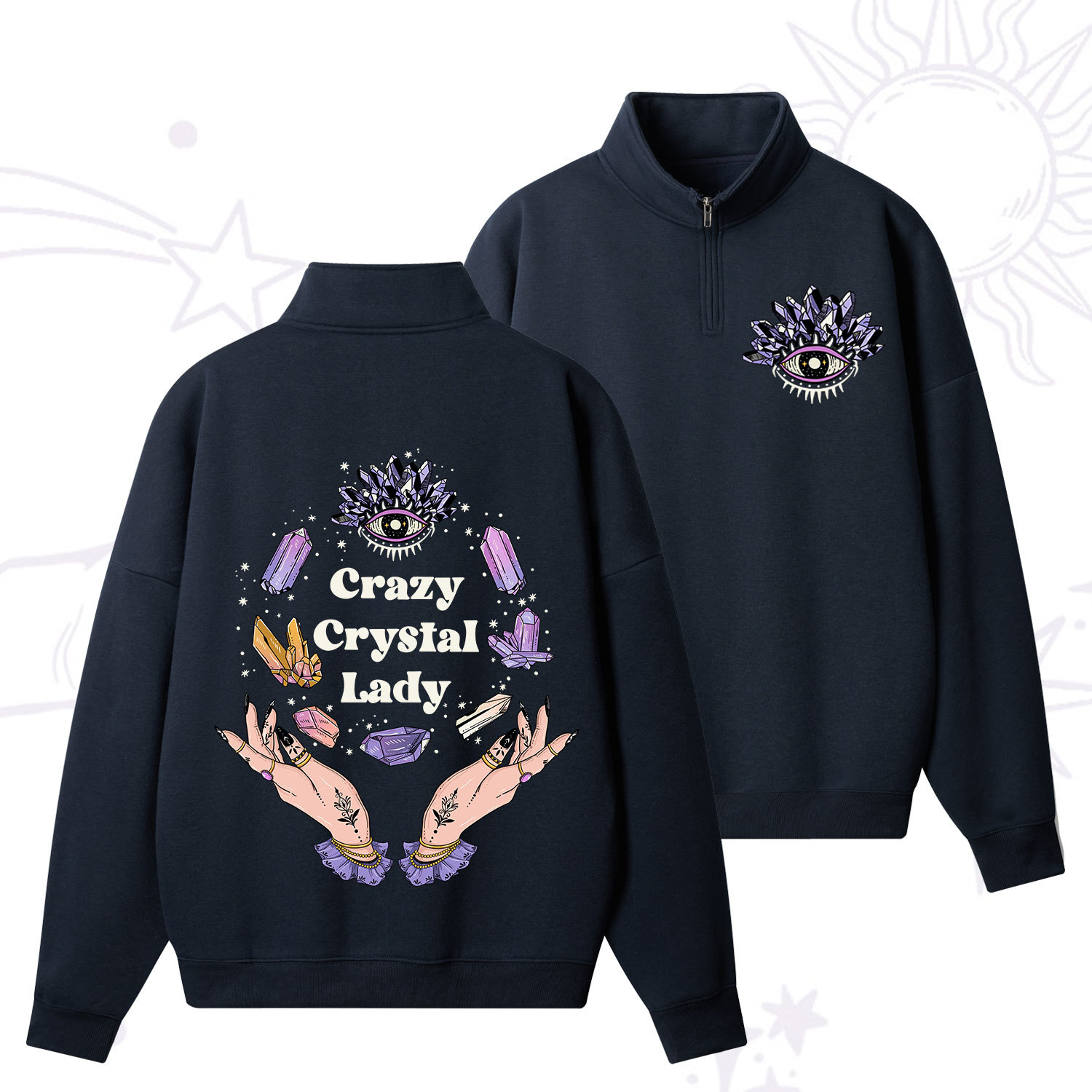 Purplehecate Crazy Crystal Lady Zip Fleece Sweatshirt