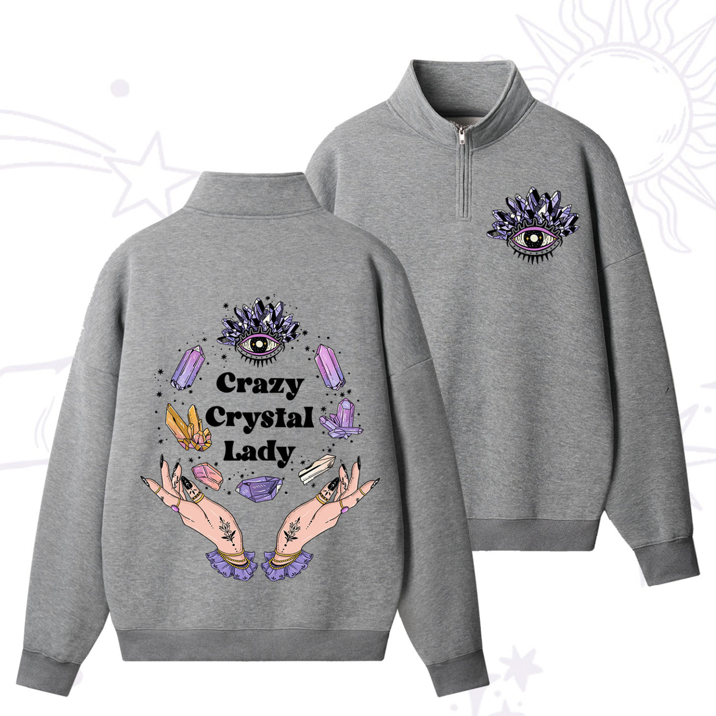 Purplehecate Crazy Crystal Lady Zip Fleece Sweatshirt