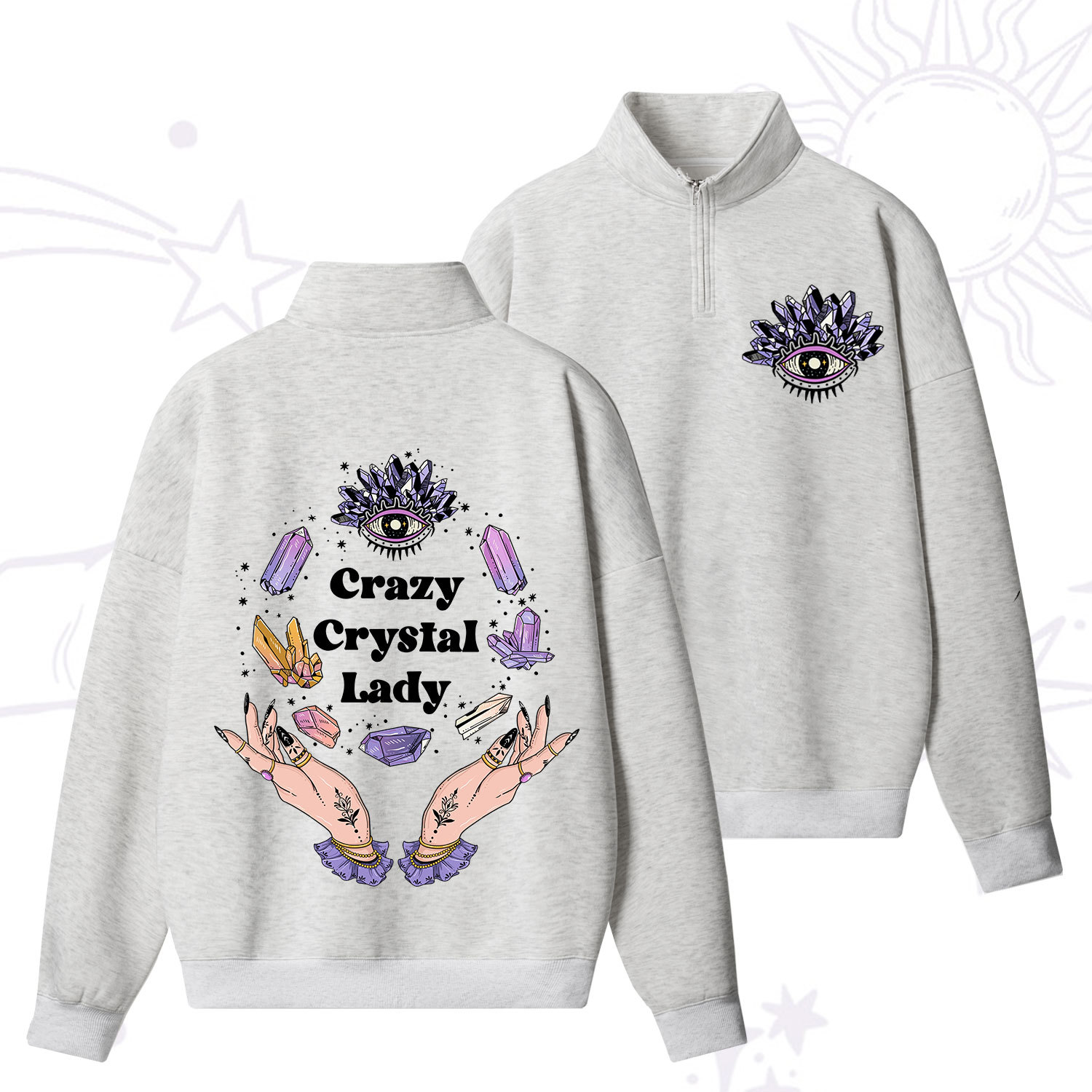 Purplehecate Crazy Crystal Lady Zip Fleece Sweatshirt