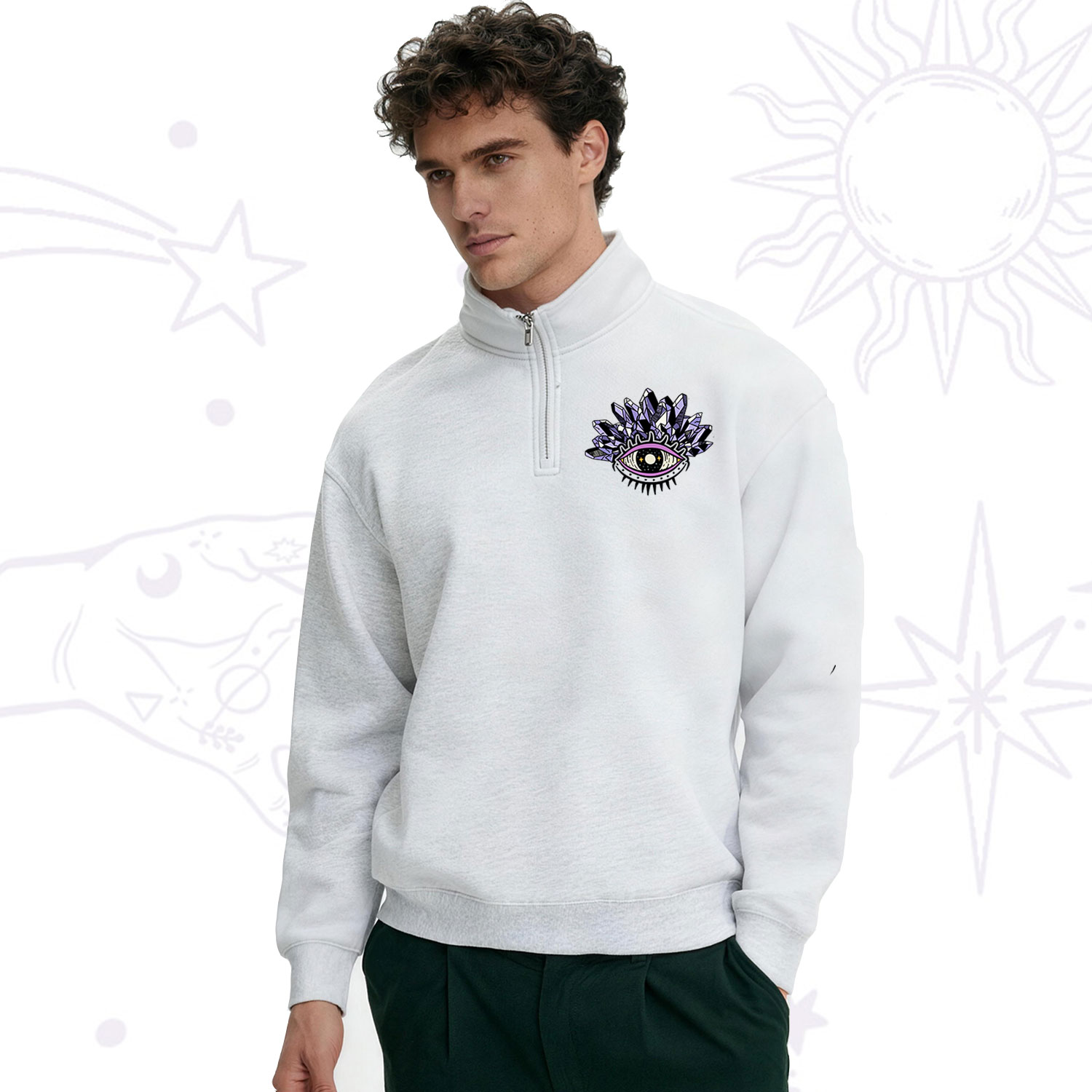 Purplehecate Crazy Crystal Lady Zip Fleece Sweatshirt