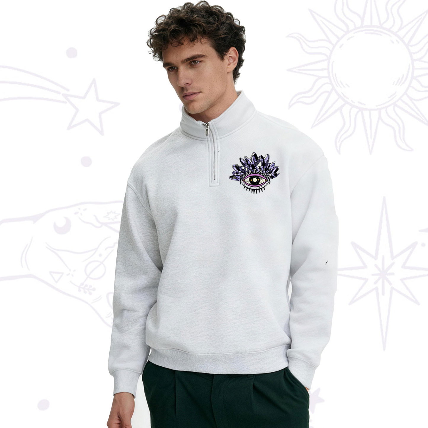 Purplehecate Crazy Crystal Lady Zip Fleece Sweatshirt