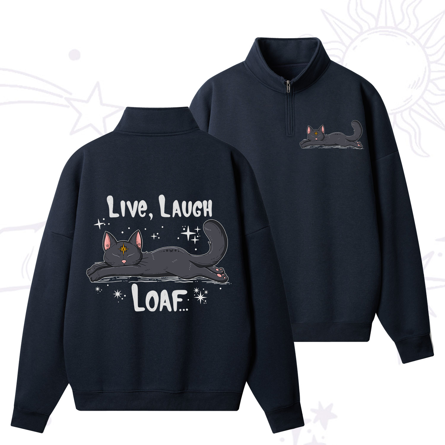 Purplehecate Live Laugh Loaf Zip Fleece Sweatshirt