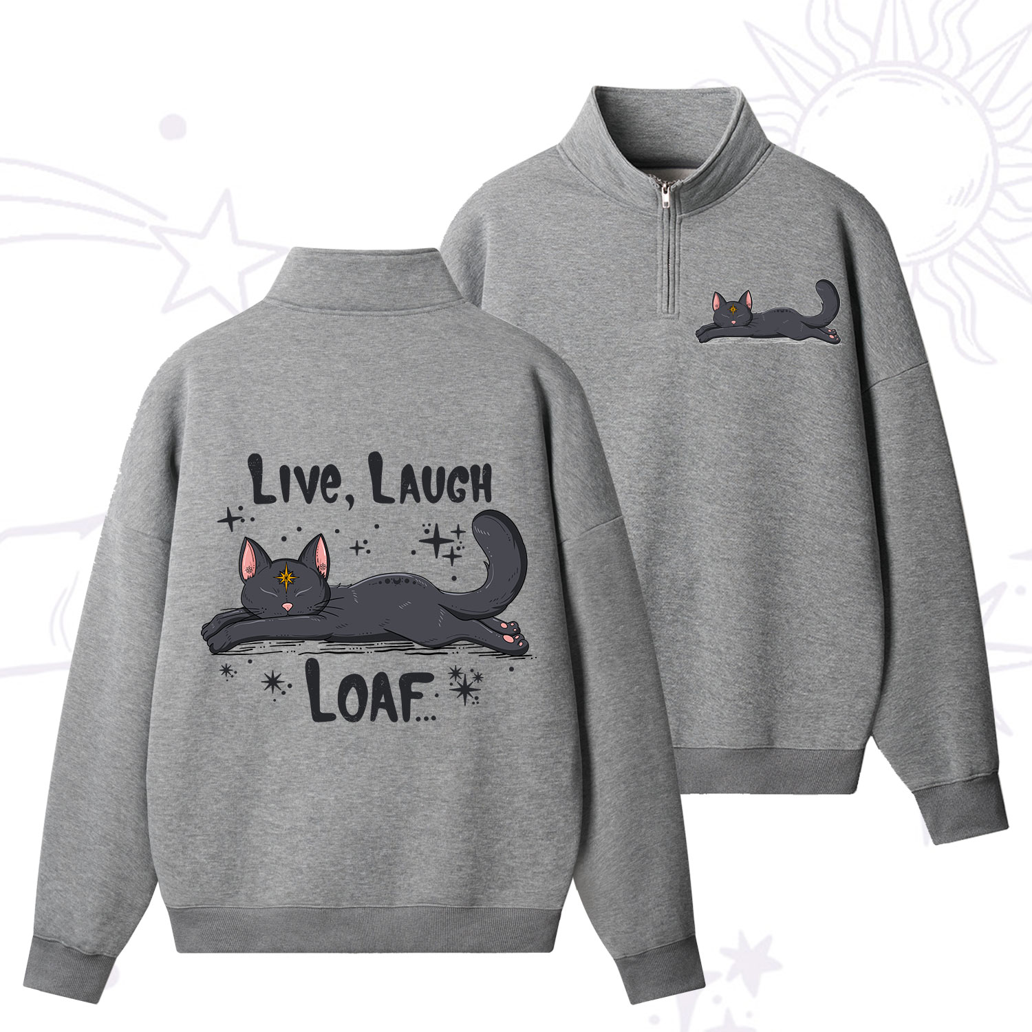 Purplehecate Live Laugh Loaf Zip Fleece Sweatshirt
