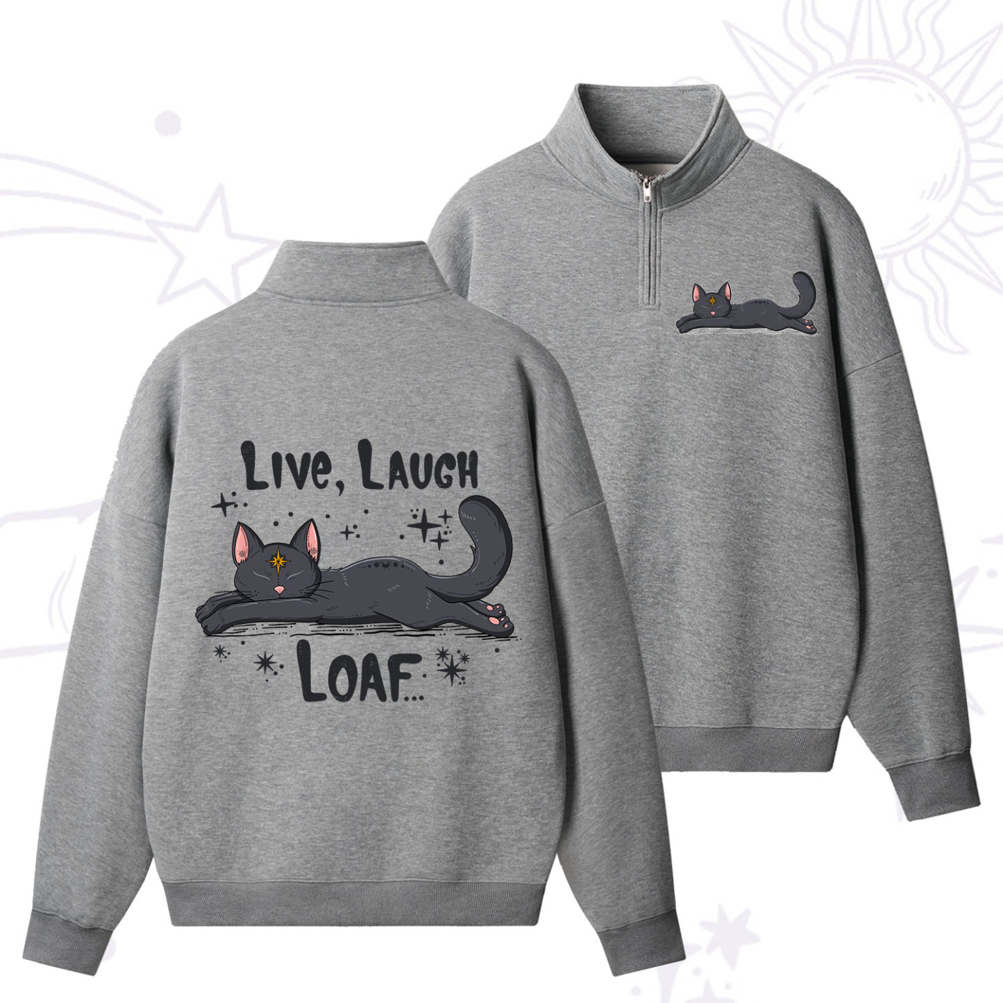Purplehecate Live Laugh Loaf Zip Fleece Sweatshirt