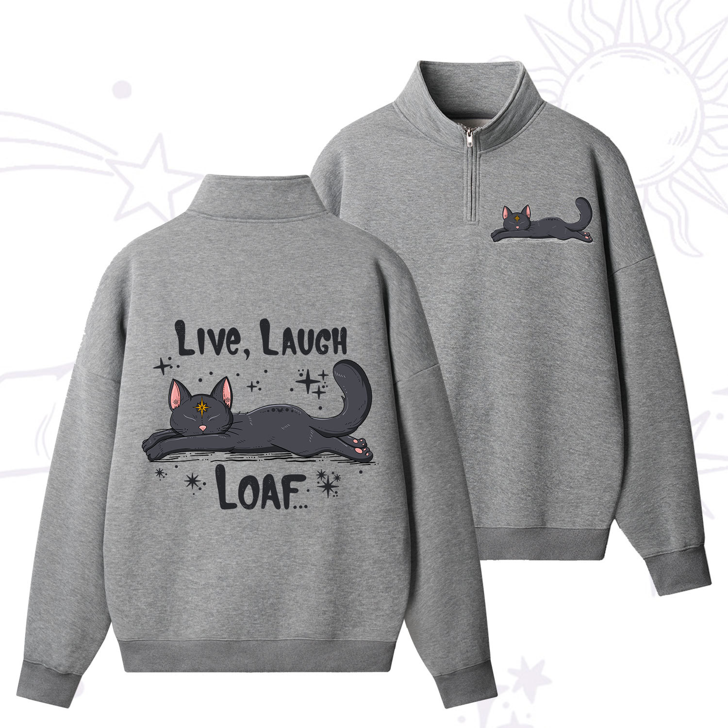 Purplehecate Live Laugh Loaf Zip Fleece Sweatshirt