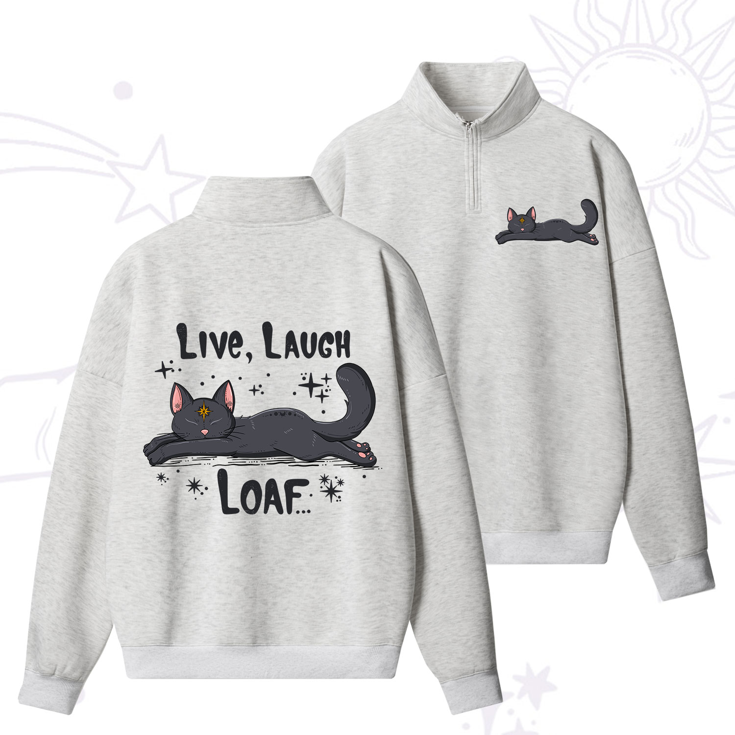 Purplehecate Live Laugh Loaf Zip Fleece Sweatshirt