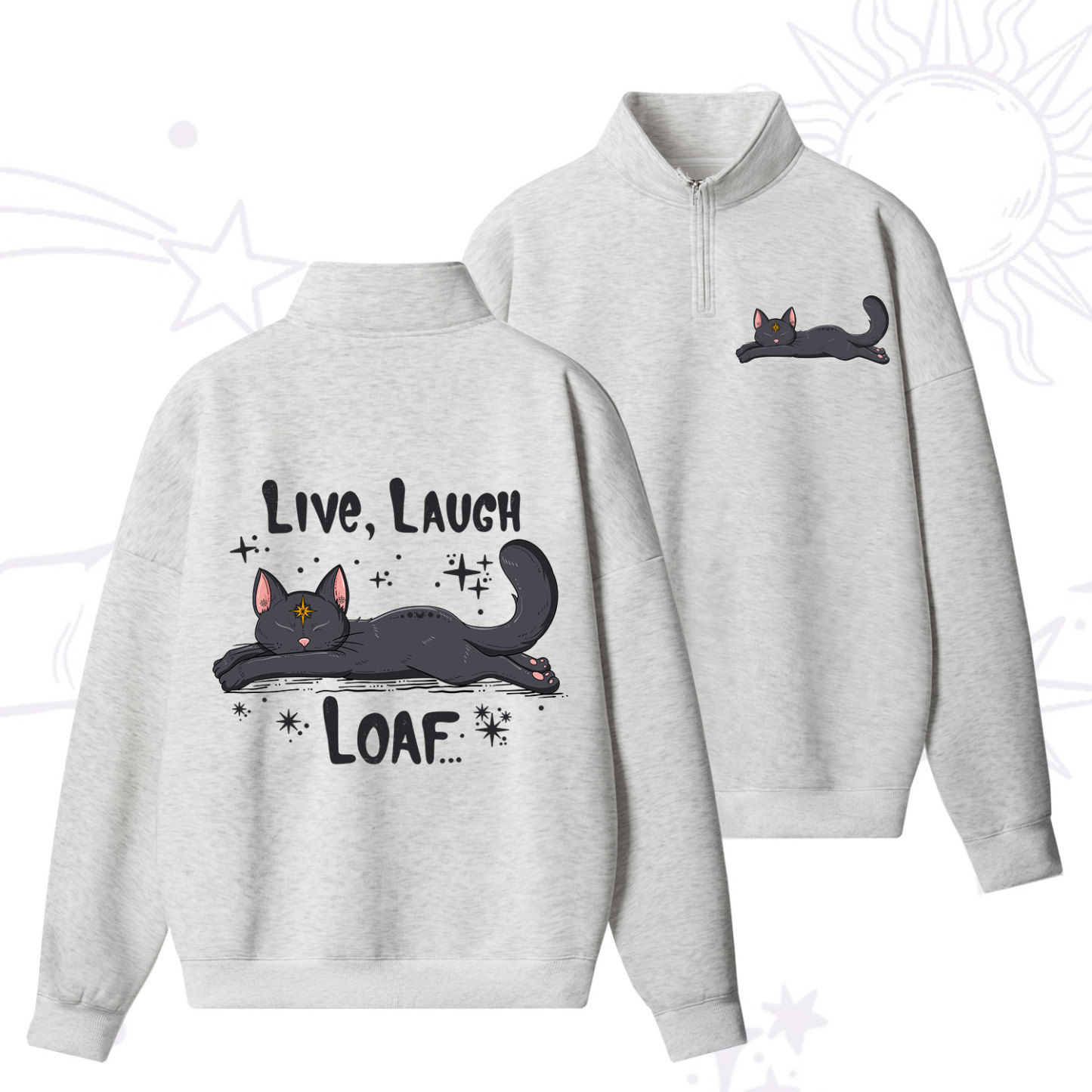 Purplehecate Live Laugh Loaf Zip Fleece Sweatshirt