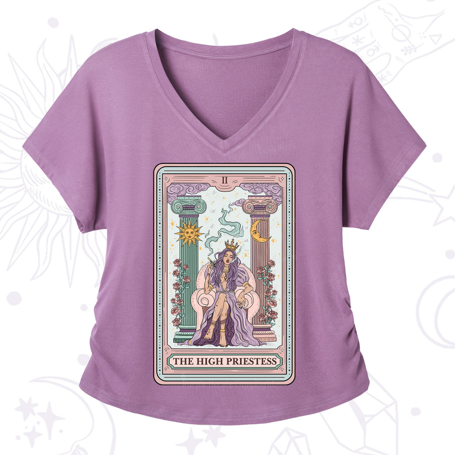 Purplehecate The High Priestess Tarot Card V-Neck T-Shirt