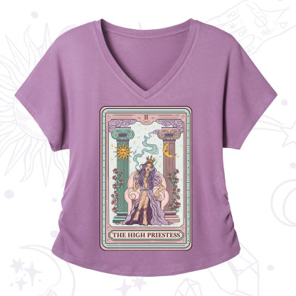 Purplehecate The High Priestess Tarot Card V-Neck T-Shirt