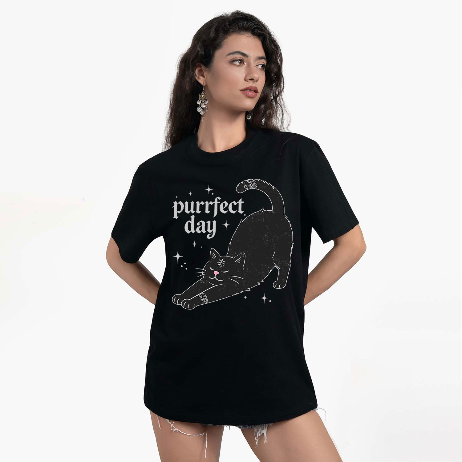 Purplehecate Purrfect Day Black Cat T-Shirt