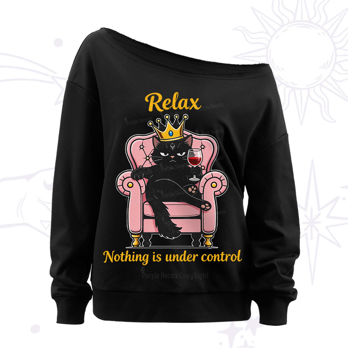 Purplehecate Relax Nothing Is Under Control Off The Shoulder Sweatshirt