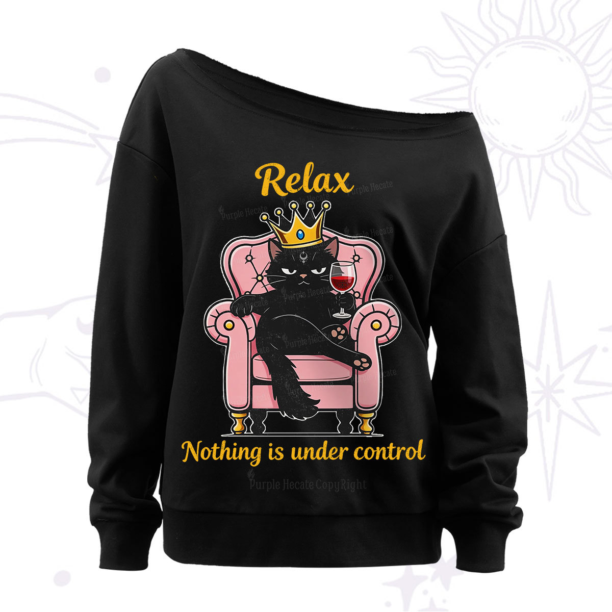 Purplehecate Relax Nothing Is Under Control Off The Shoulder Sweat