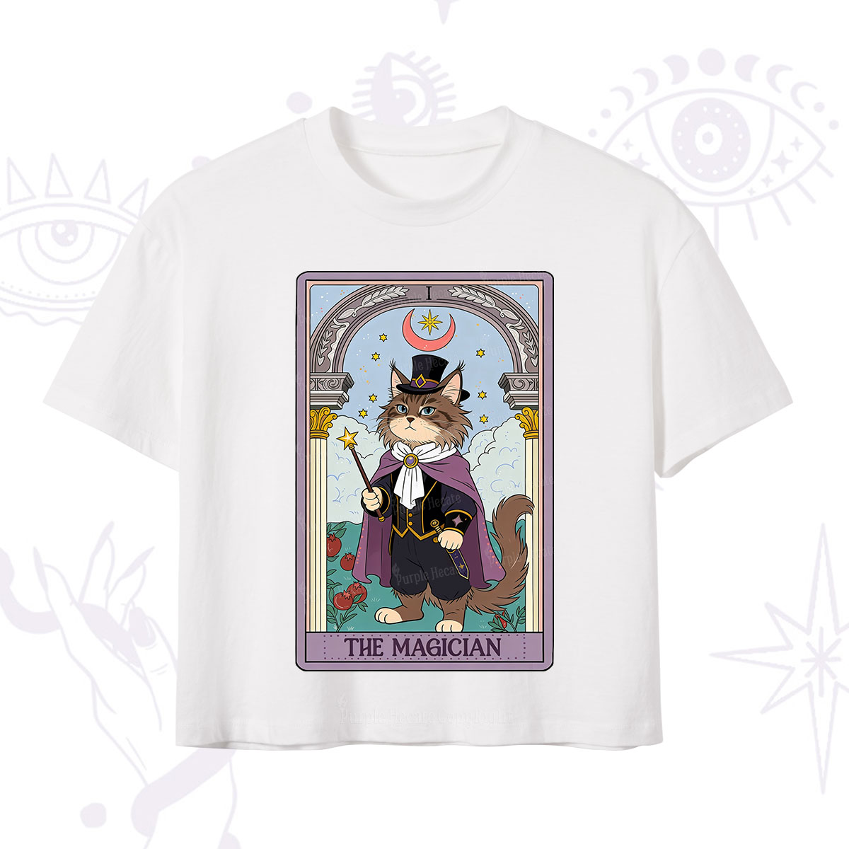 Purplehecate The Magician Cat Tarot Crop T-Shirt