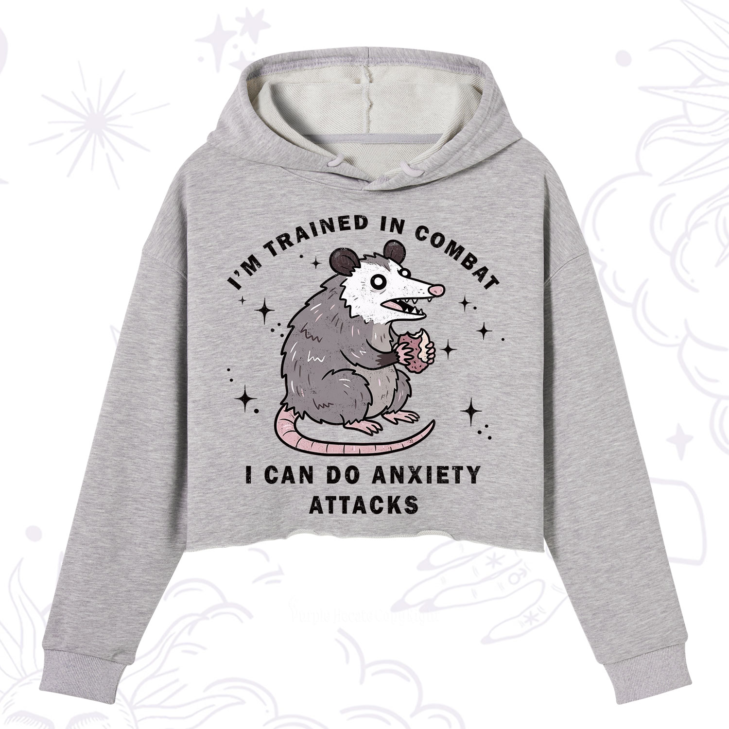 Purplehecate Anixety Attack Opossum Crop Hoodie