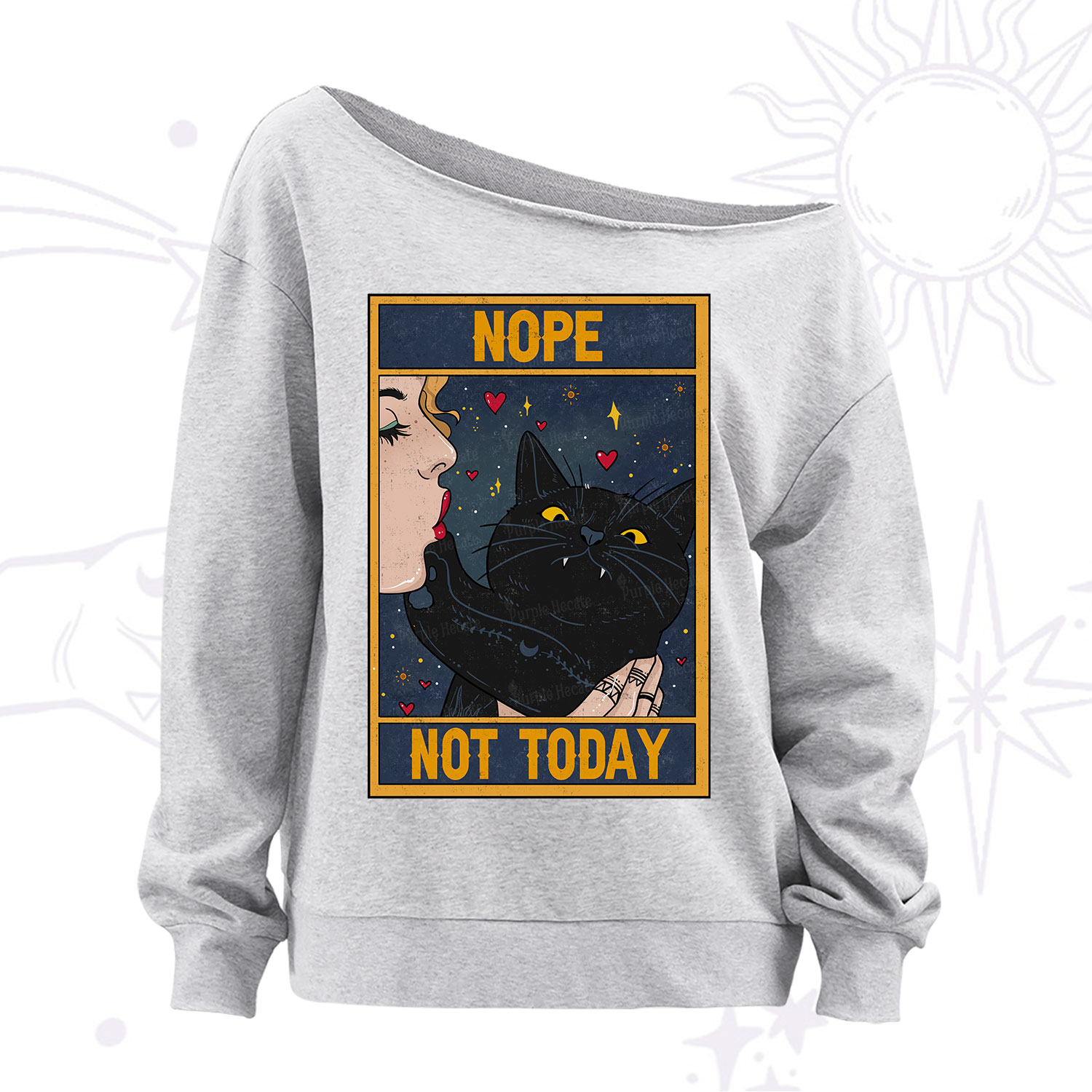 Purplehecate The Nope Not Today Tarot Off The Shoulder Sweatshirt