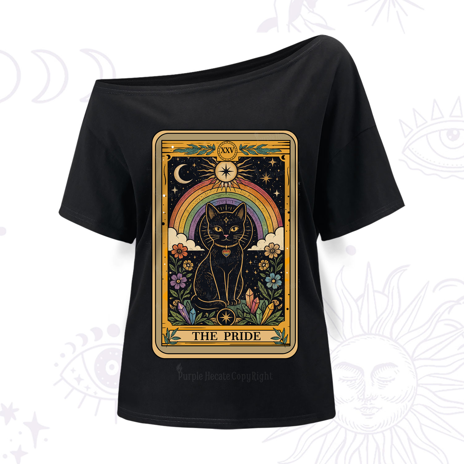 Purplehecate The Pride Black Cat Tarot One Shoulder T-Shirt