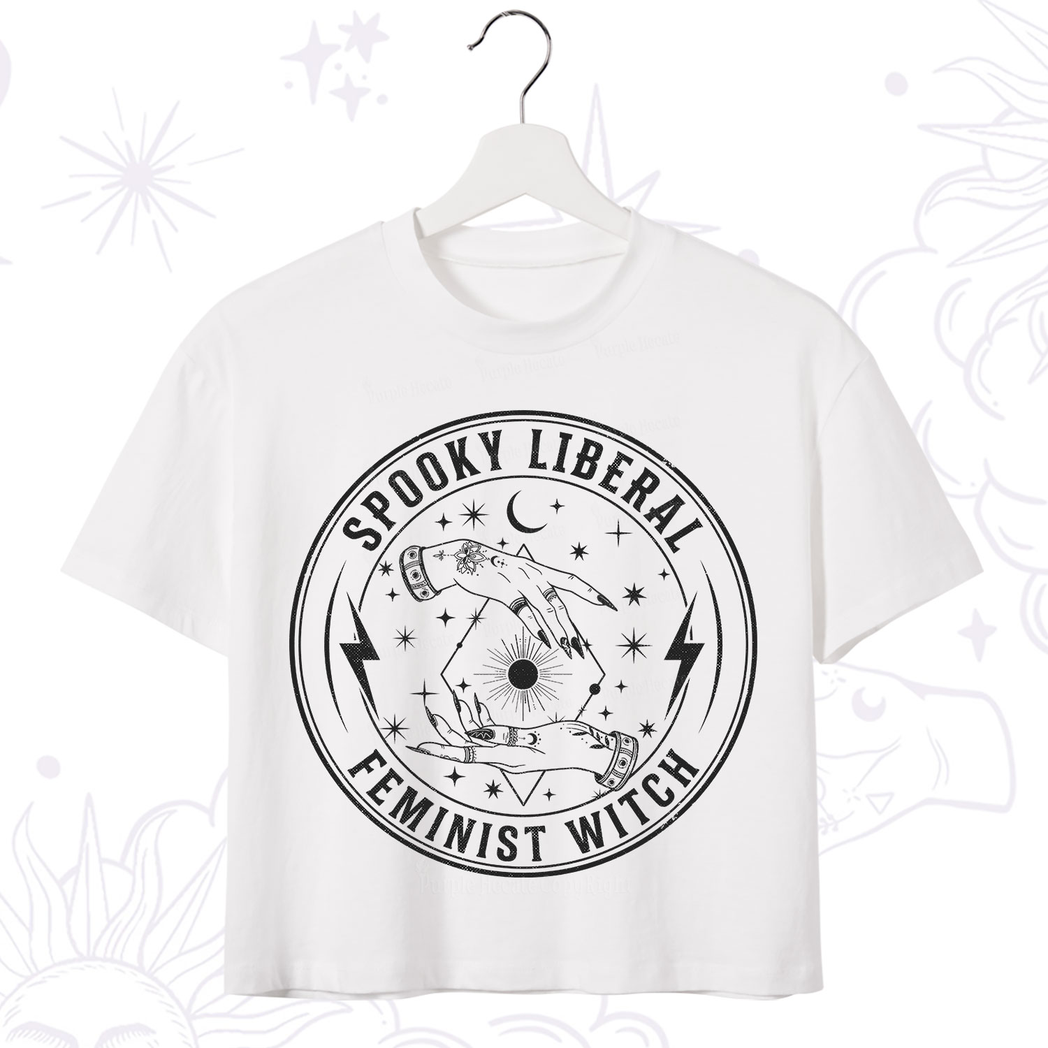 Purplehecate Spooky Liberal Feminist Witch Crop T-Shirt