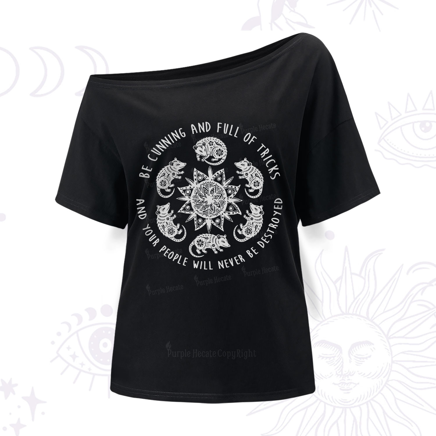 Purplehecate Cunning Possum Protection Spell One Shoulder T-Shirt