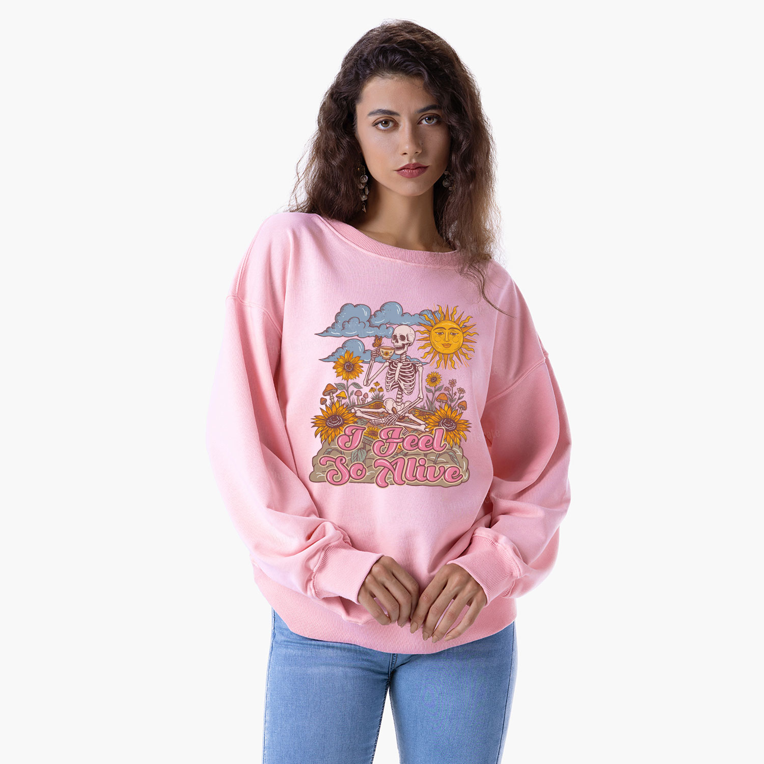 Purplehecate I feel So Alive Dancing Sarcastic Skeleton Sweatshirt