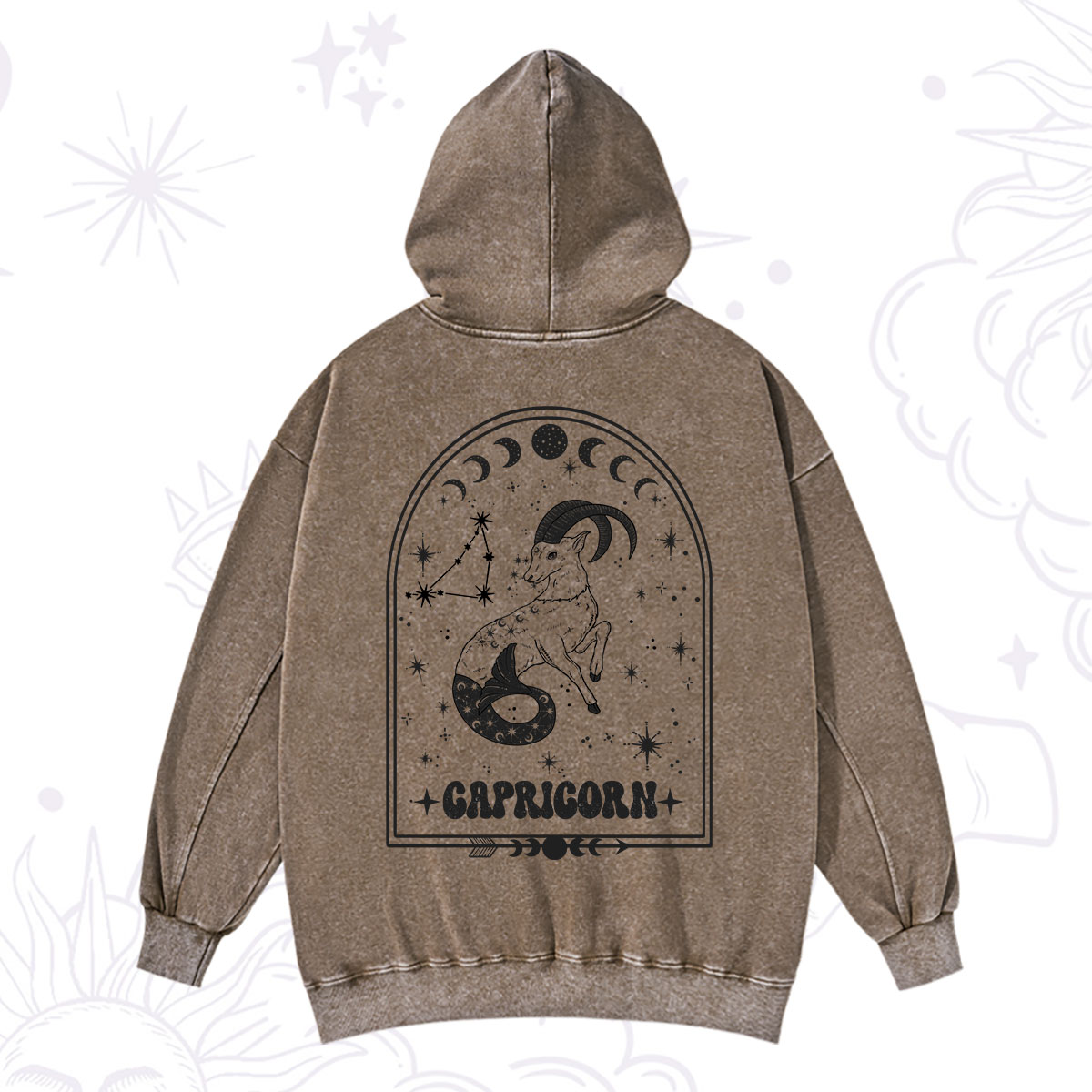 Purplehecate Zodiac Capricorn Under the Stars Washed Hoodie