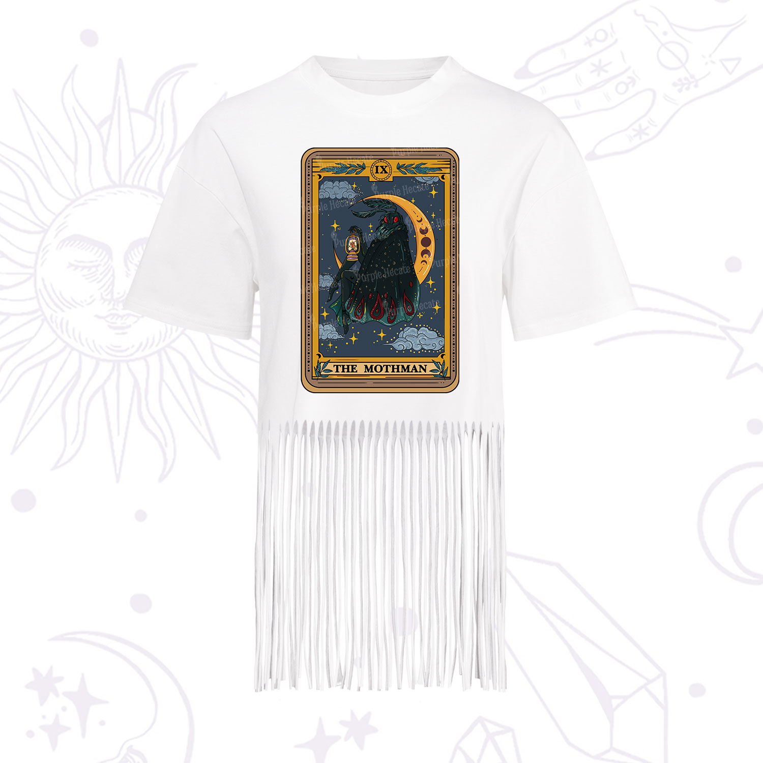 Purplehecate The Mothmen Tarot Fringe Hem T-Shirt