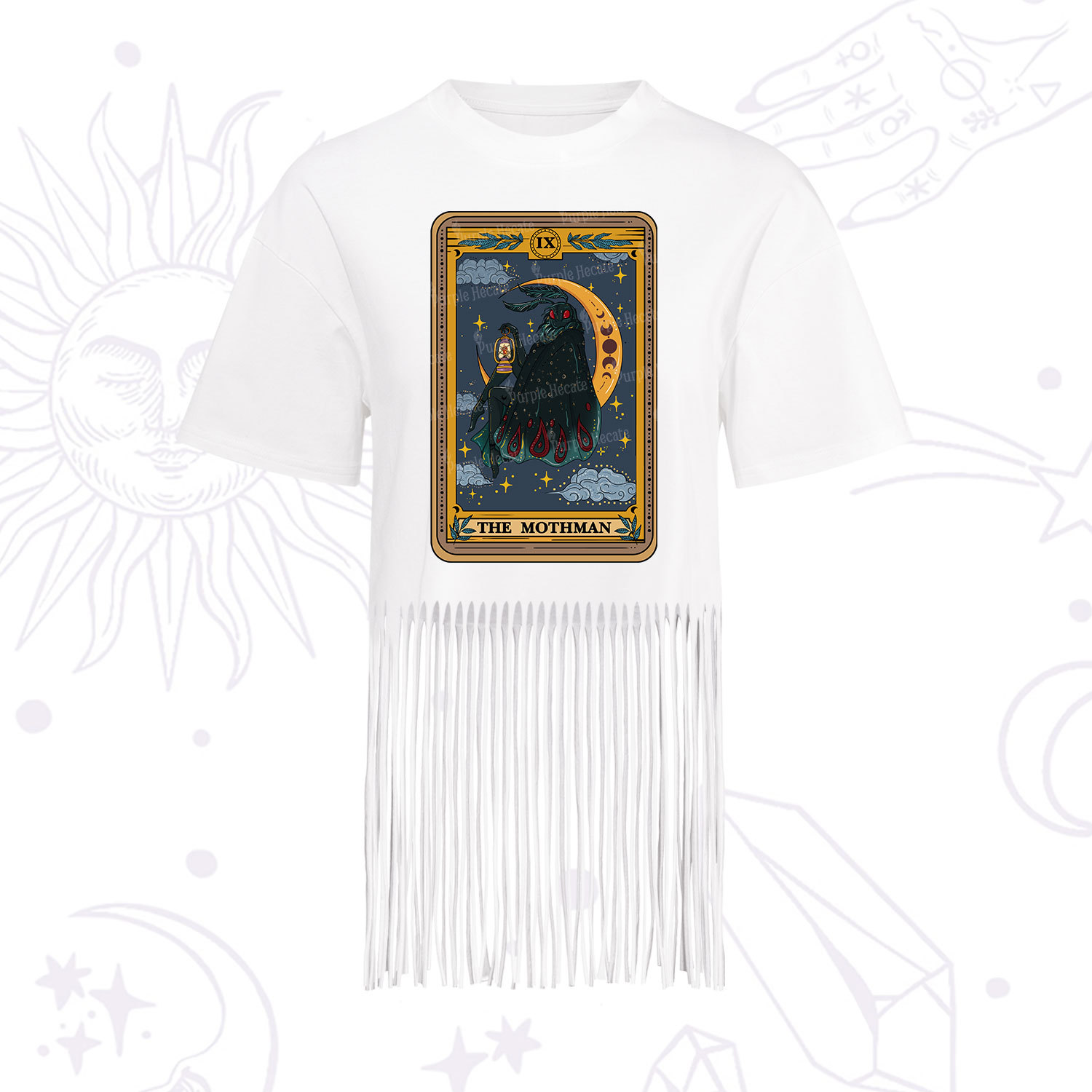Purplehecate The Mothmen Tarot Fringe Hem T-Shirt
