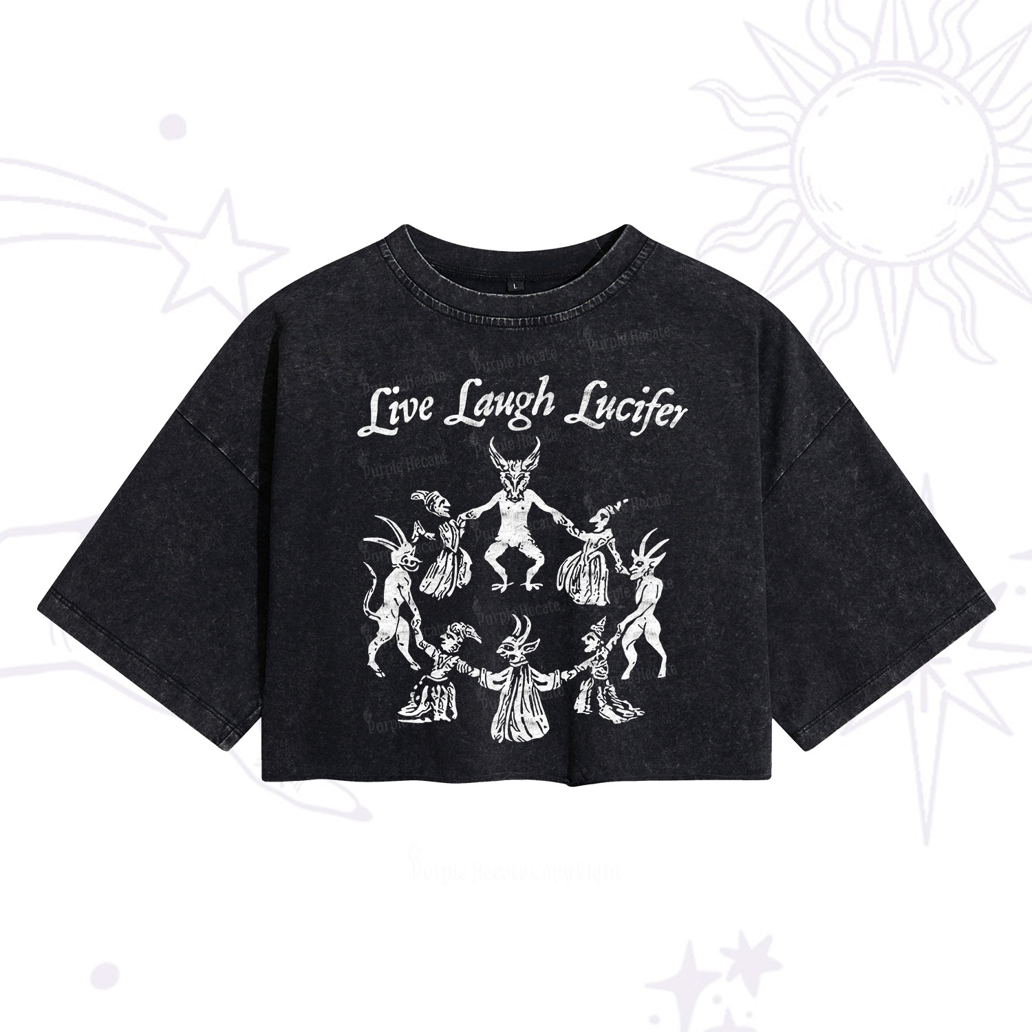 Purplehecate Live Laugh Lucifer Washed Cropped T-Shirt