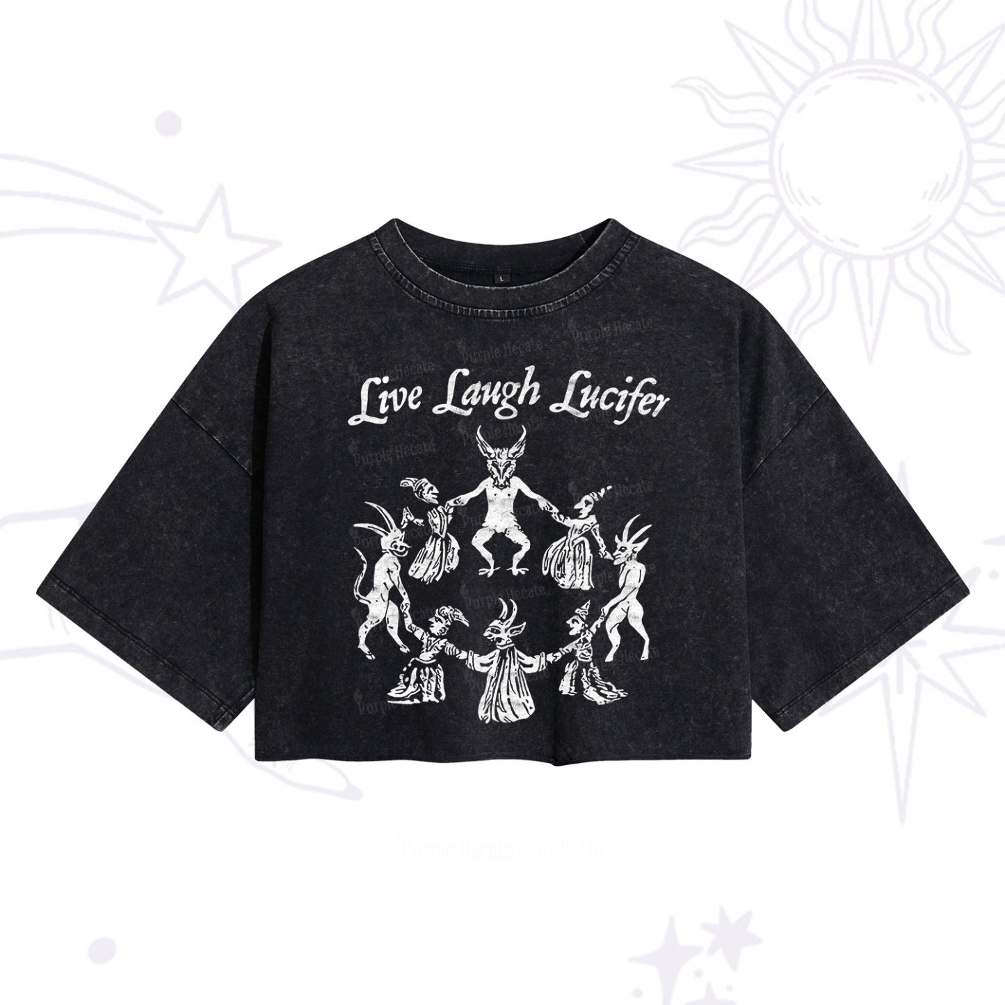 Purplehecate Live Laugh Lucifer Washed Cropped T-Shirt
