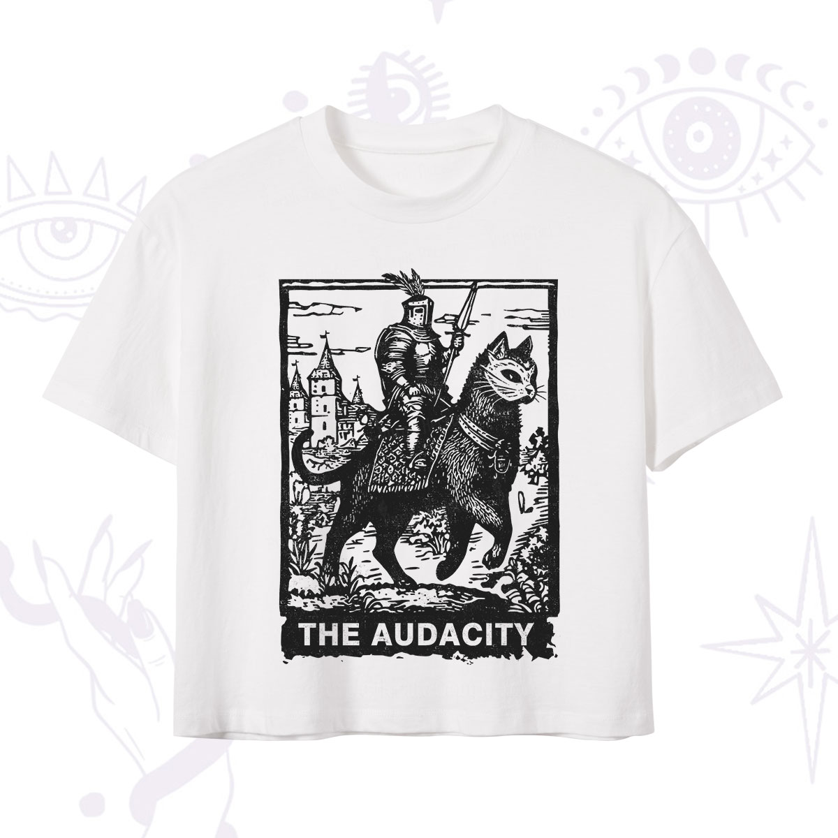 Purplehecate The Audacity Knight Cat Crop T-Shirt